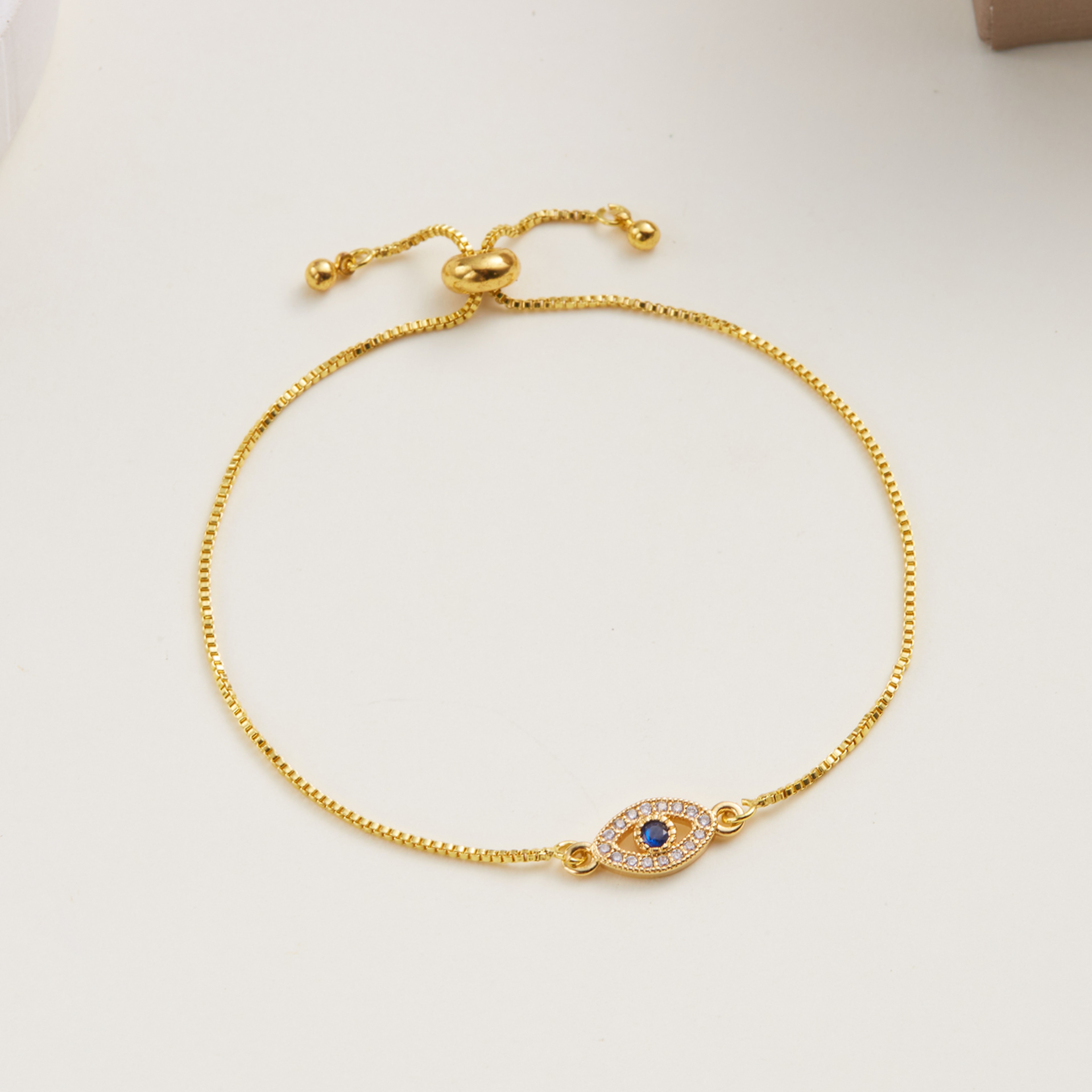 Luxury Gold Zircon Evil Eye Bracelet Adjustable Lucky Jewelry Gift – view 5