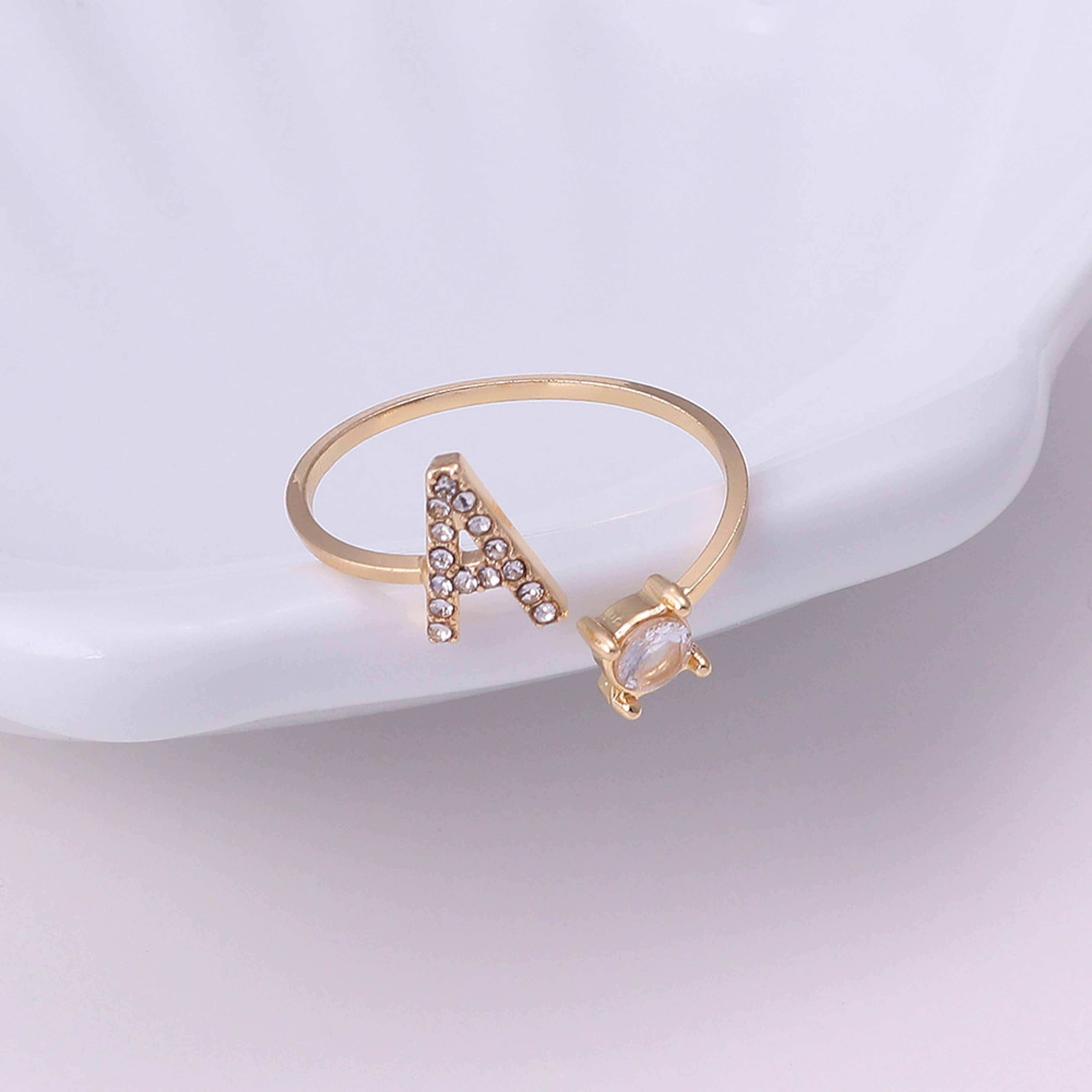Fashion Initials AZ Letter Ring Women Classic Gold Color Silver Color Opening Finger Ring For Party 2