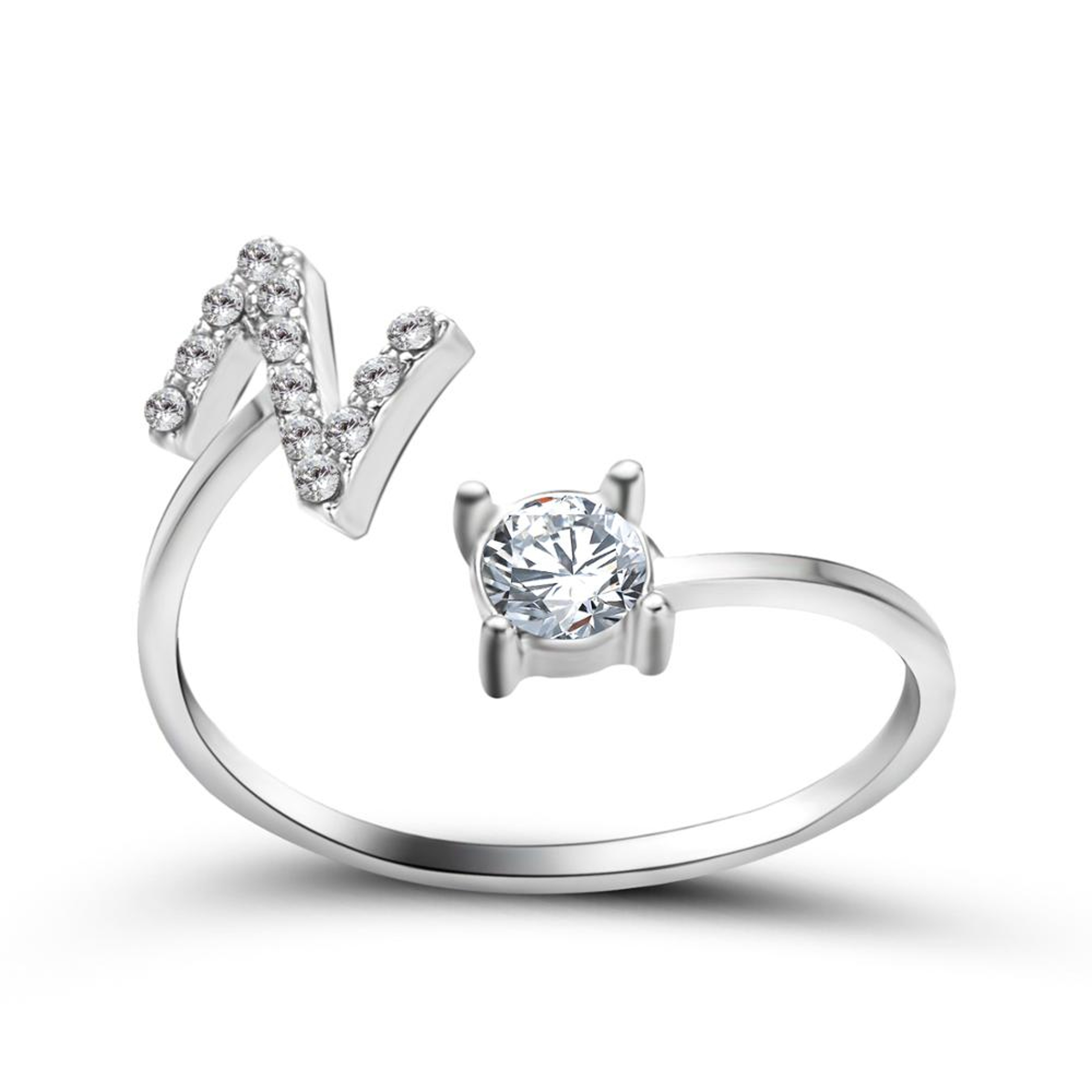 Fashion Initials AZ Letter Ring Women Classic Gold Color Silver Color Opening Finger Ring For Party 8