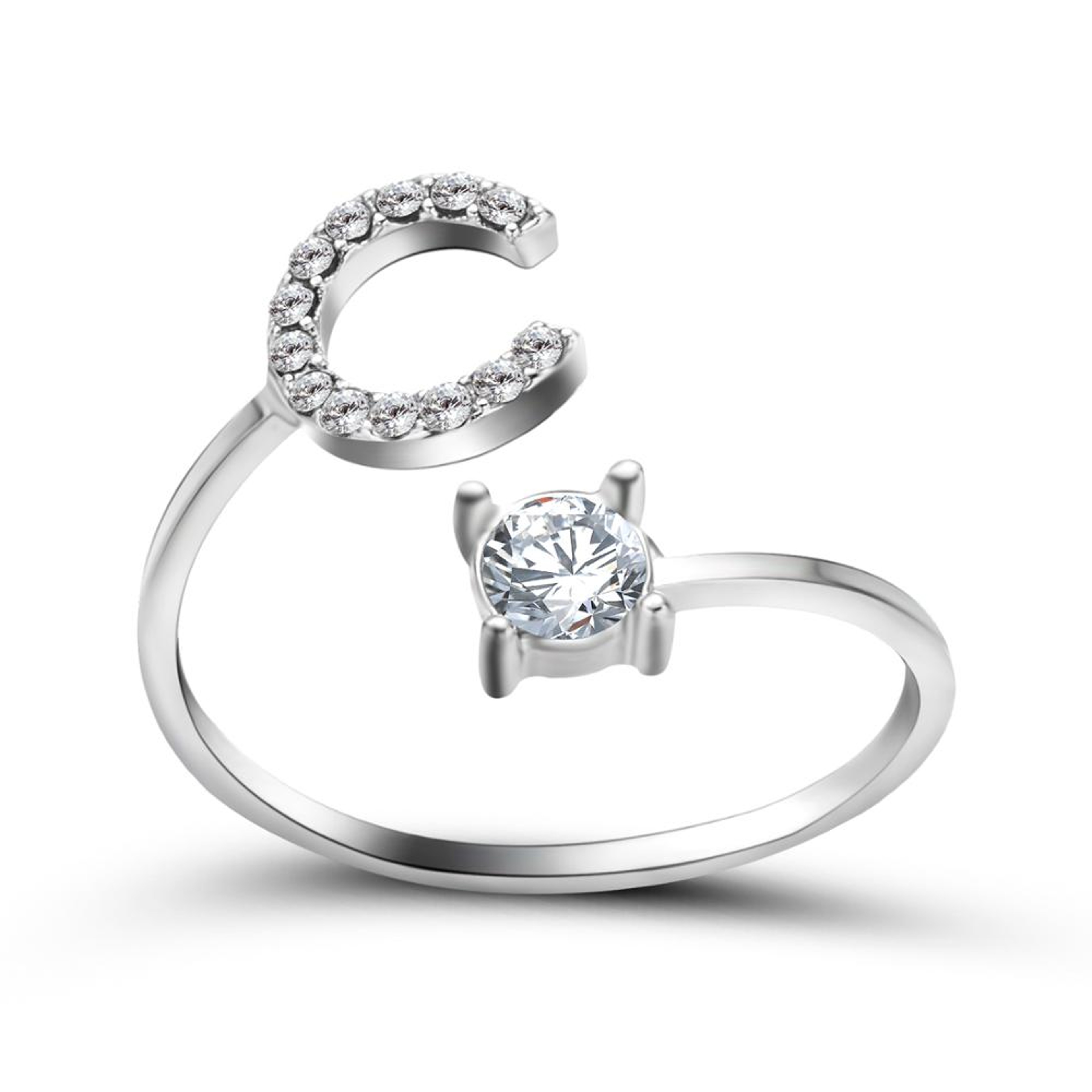 Fashion Initials AZ Letter Ring Women Classic Gold Color Silver Color Opening Finger Ring For Party 10