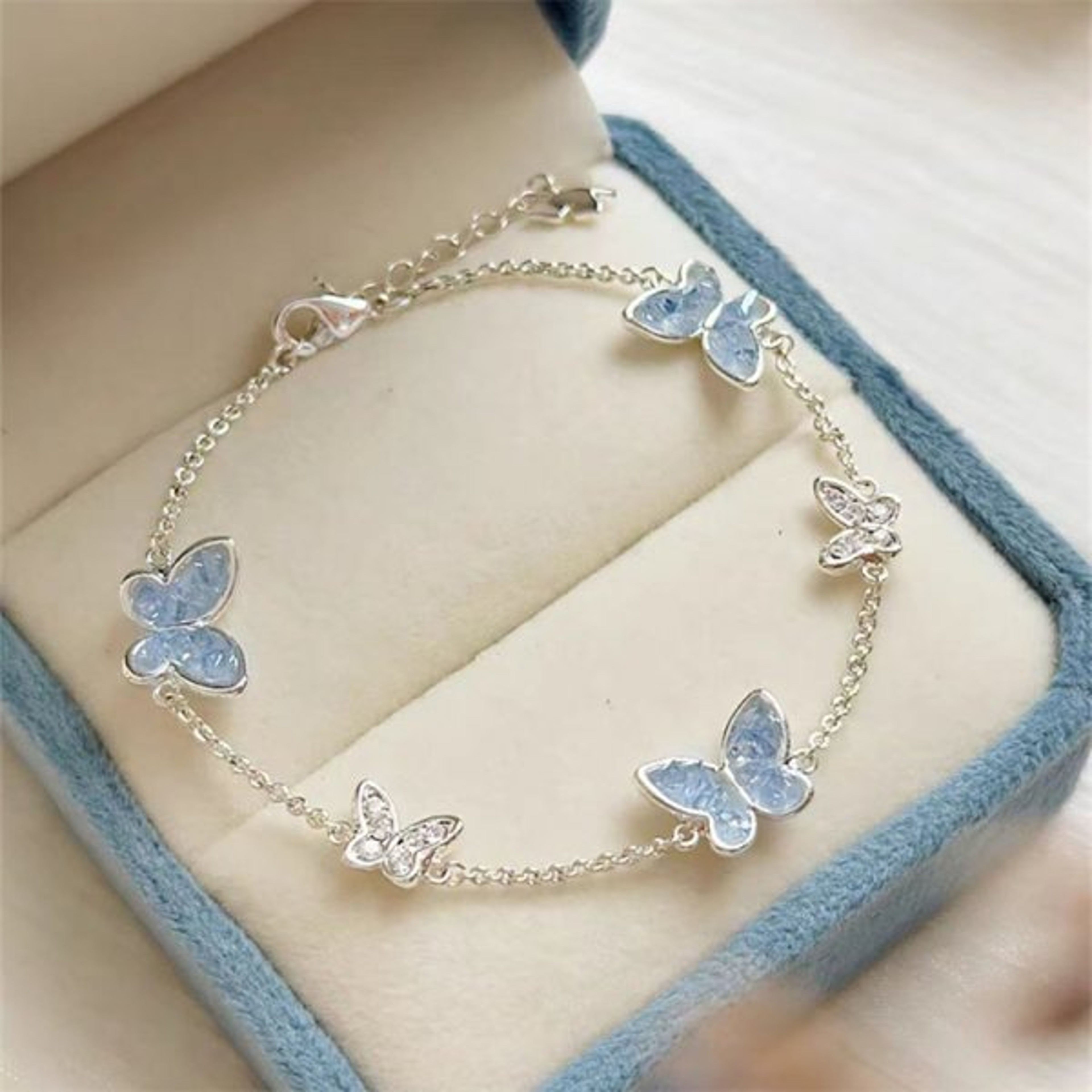 Blue Luminous Butterfly Necklace Bracelet Set For Women Glow In The Dark Jewelry Gift 10