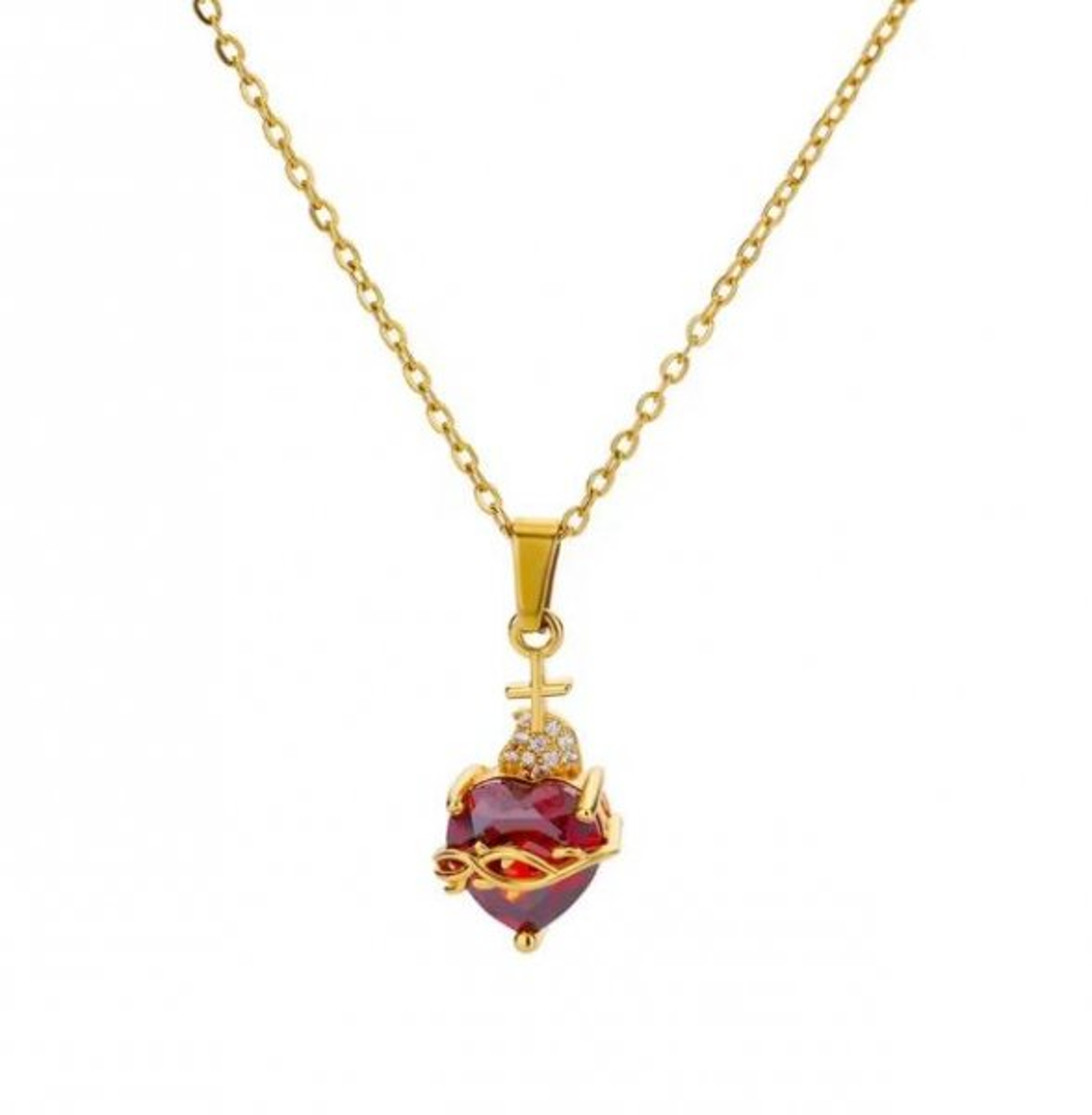 Gothic Red Crystal Flower Thorn Pendant Necklace Punk Skull Choker Jewelry – view 10