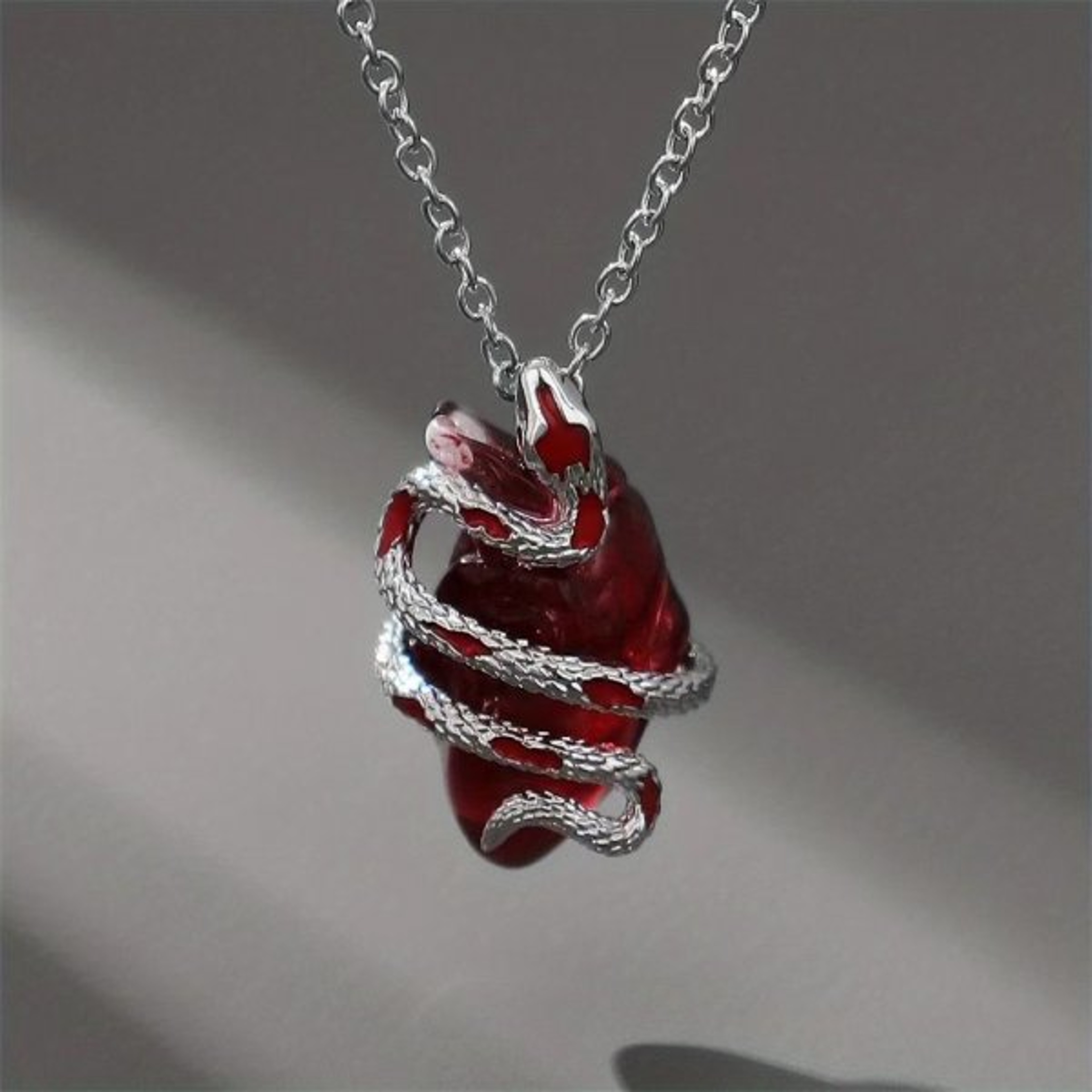 Gothic Red Crystal Flower Thorn Pendant Necklace Punk Skull Choker Jewelry – view 14