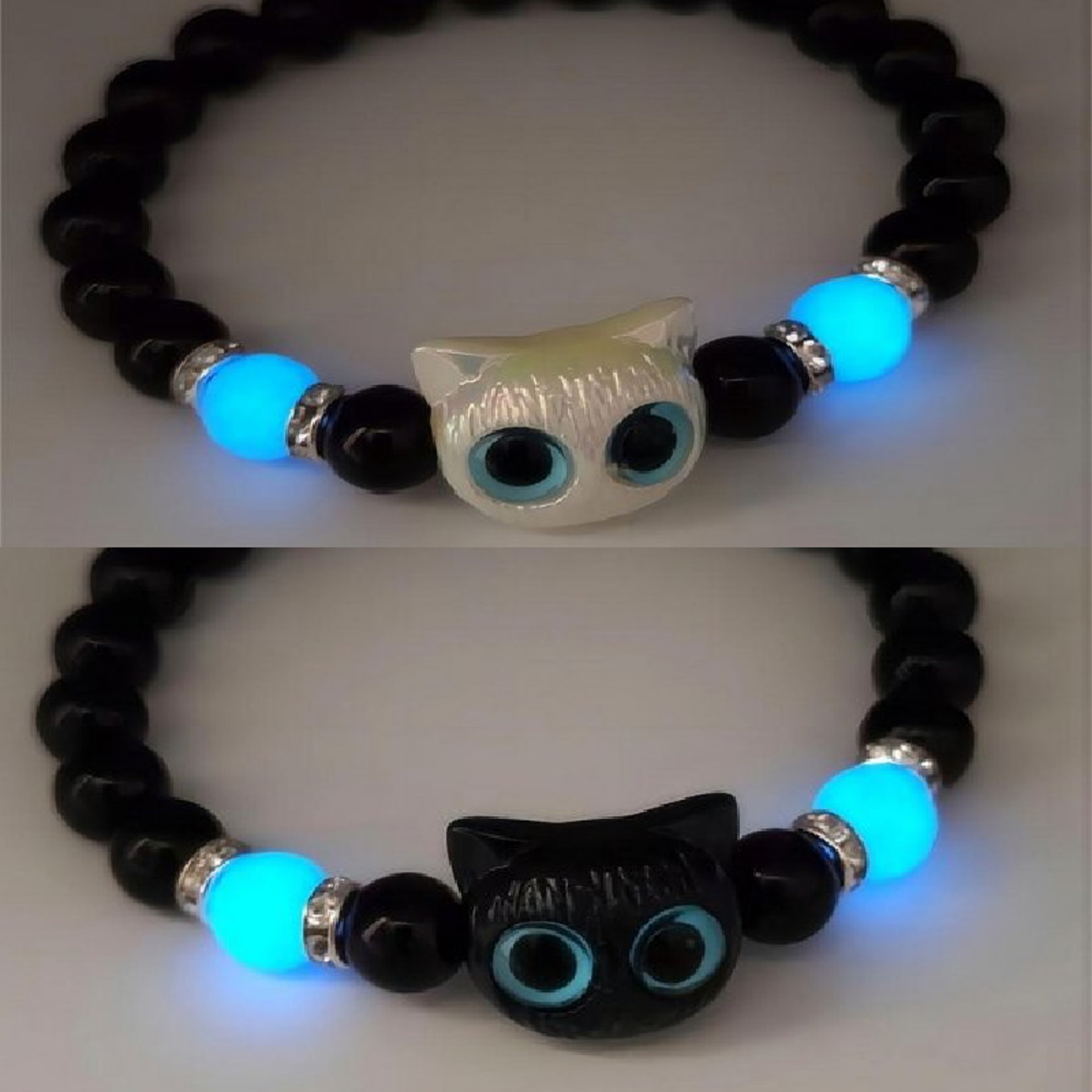 Handmade Couples Cat Bracelet Set Cute Beaded Woven Matching Wrist Jewelry Gift 13