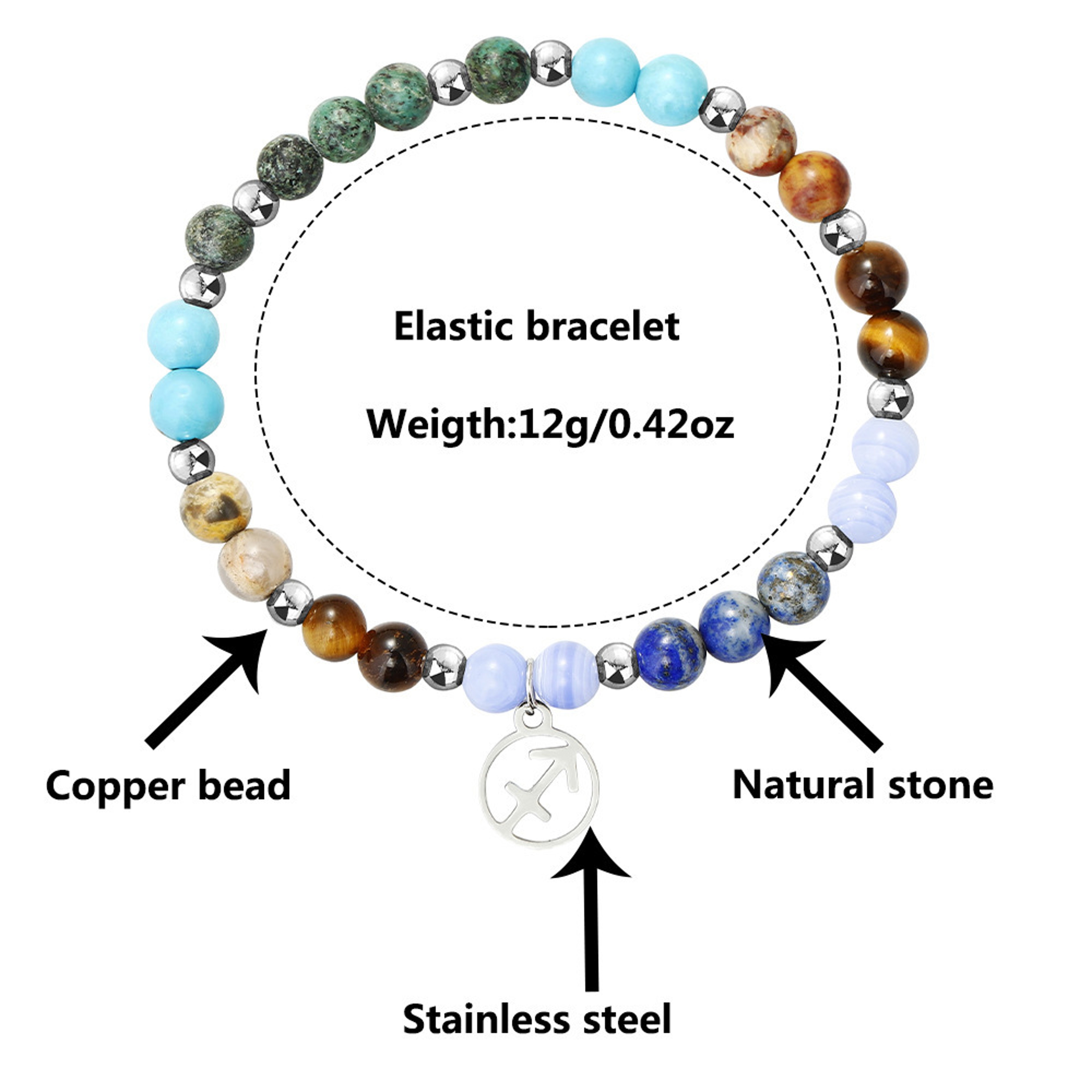 Zodiac Beaded Bracelet For Women Astrology Birth Sign Jewelry Gift 4