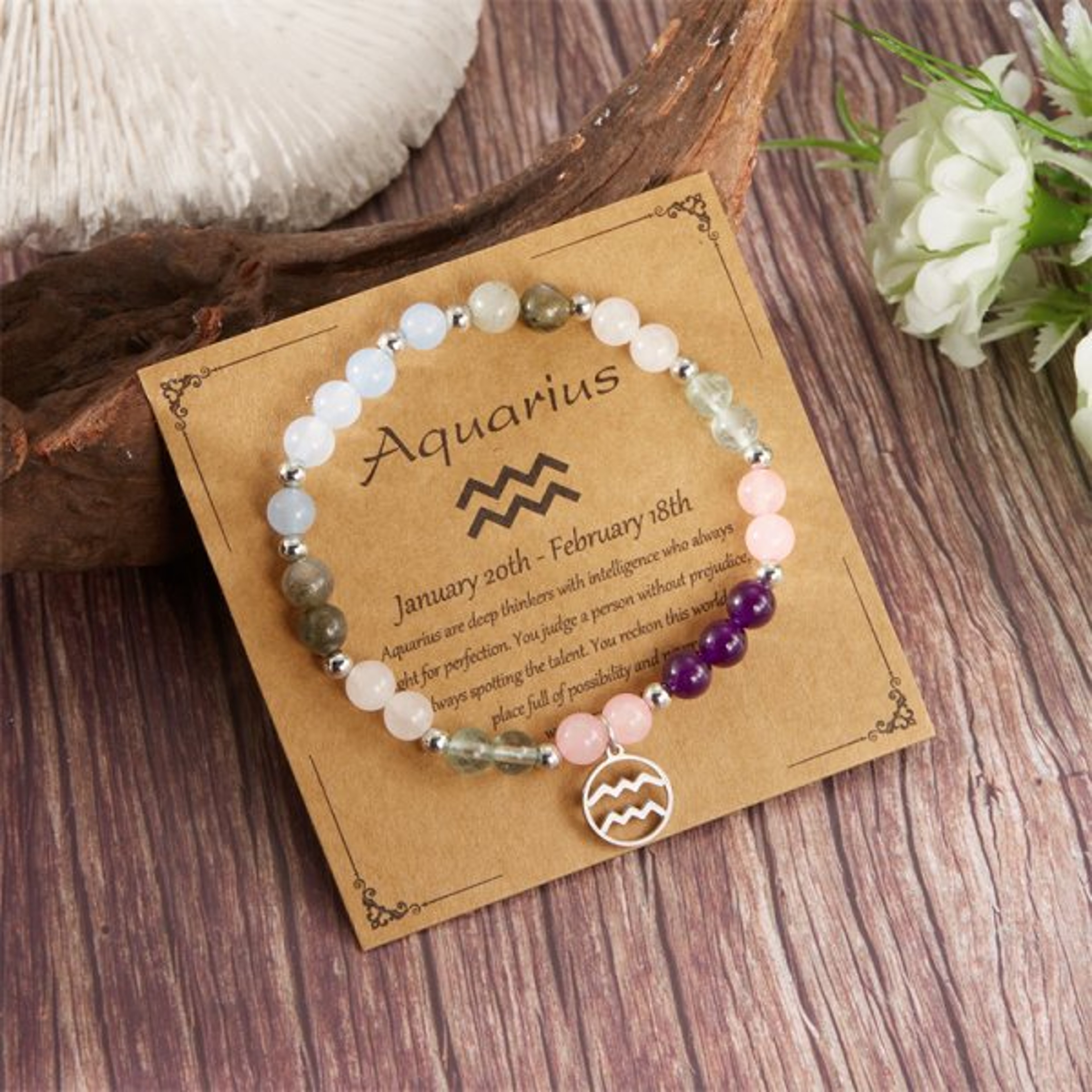 Zodiac Beaded Bracelet For Women Astrology Birth Sign Jewelry Gift 7