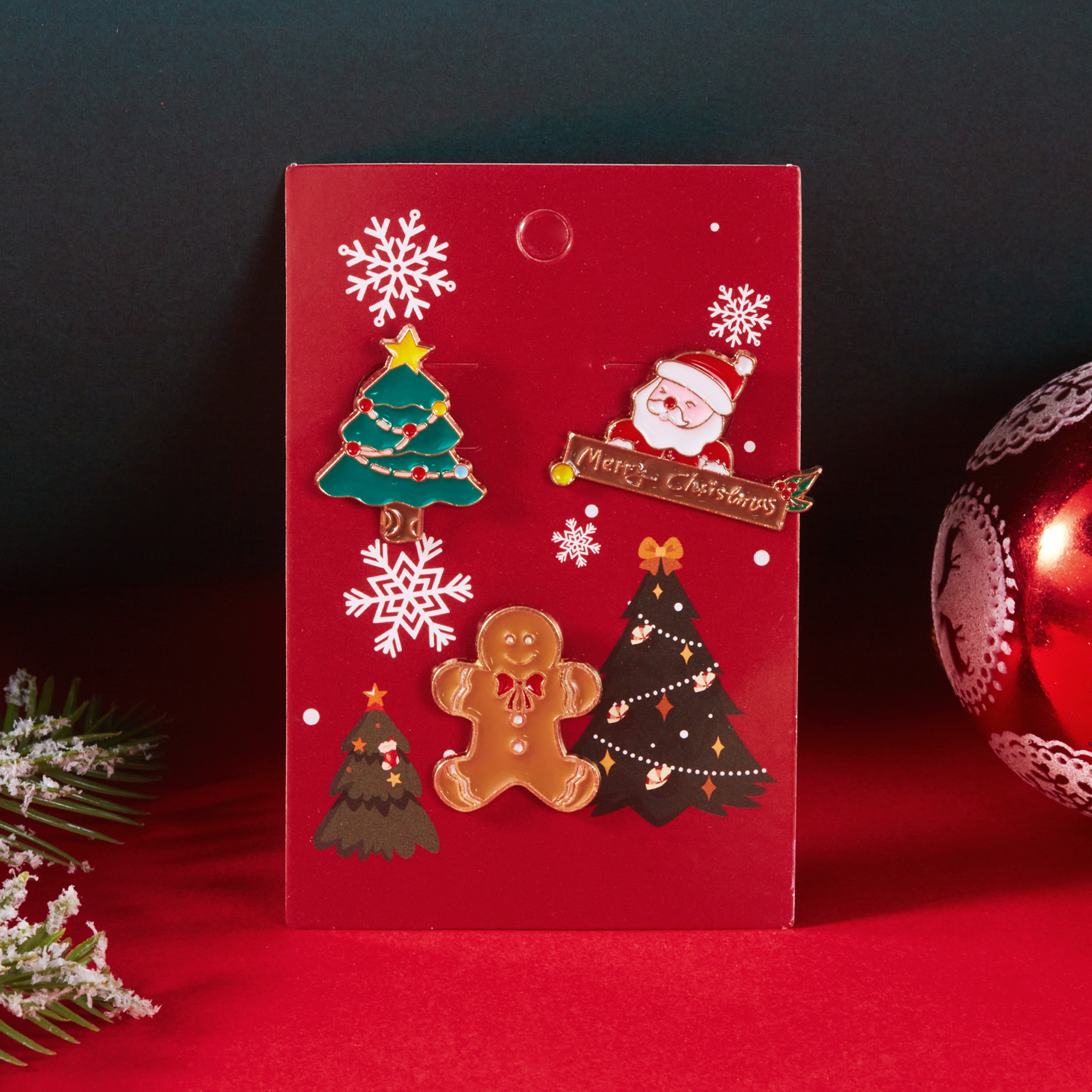 Cute Christmas Brooch Set for Women Cartoon Santa Tree Elk Lapel Pin Jewelry Gift – view 16