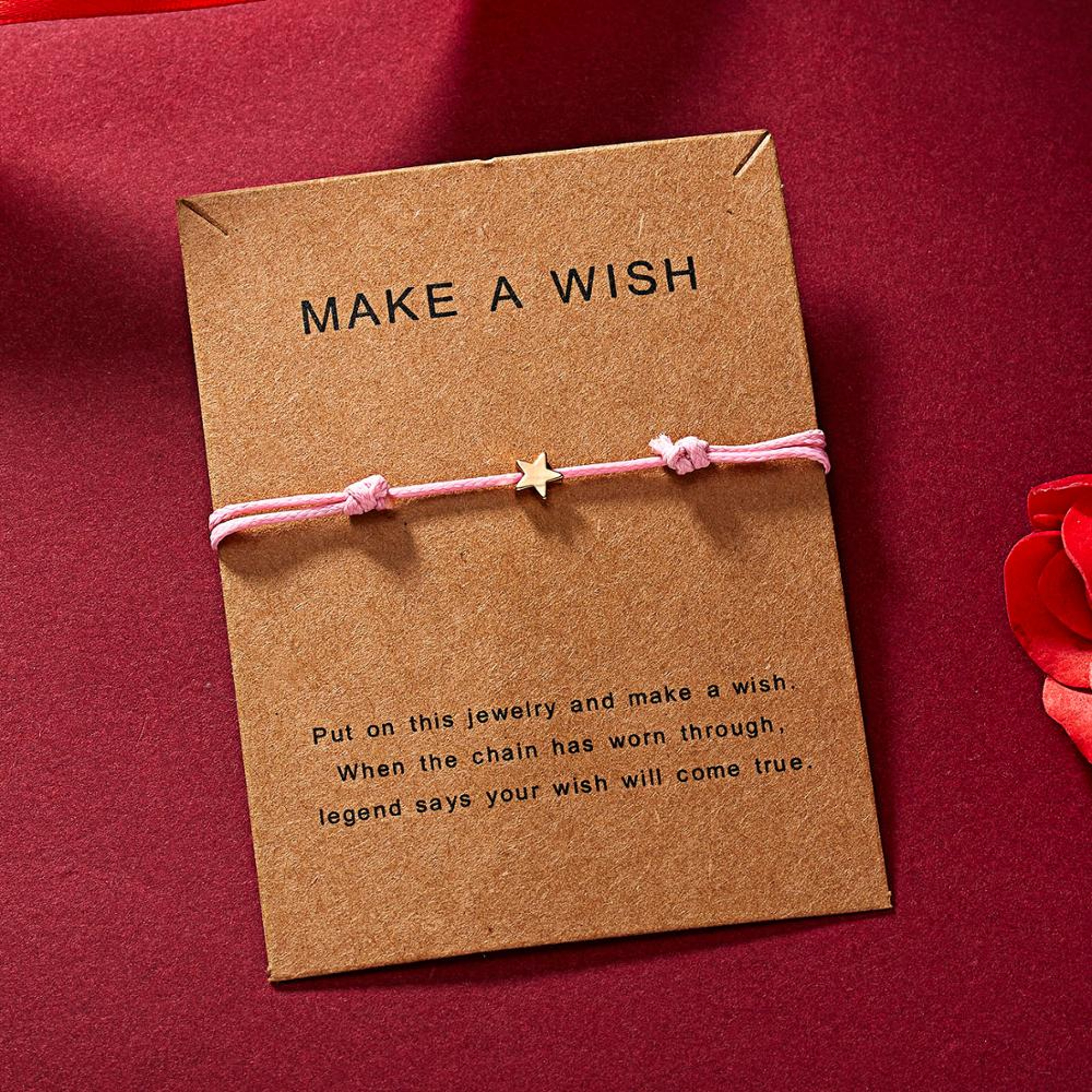 Make a Wish Crown Red String Bracelet Adjustable Lucky Charm Woven Jewelry Gift – view 3