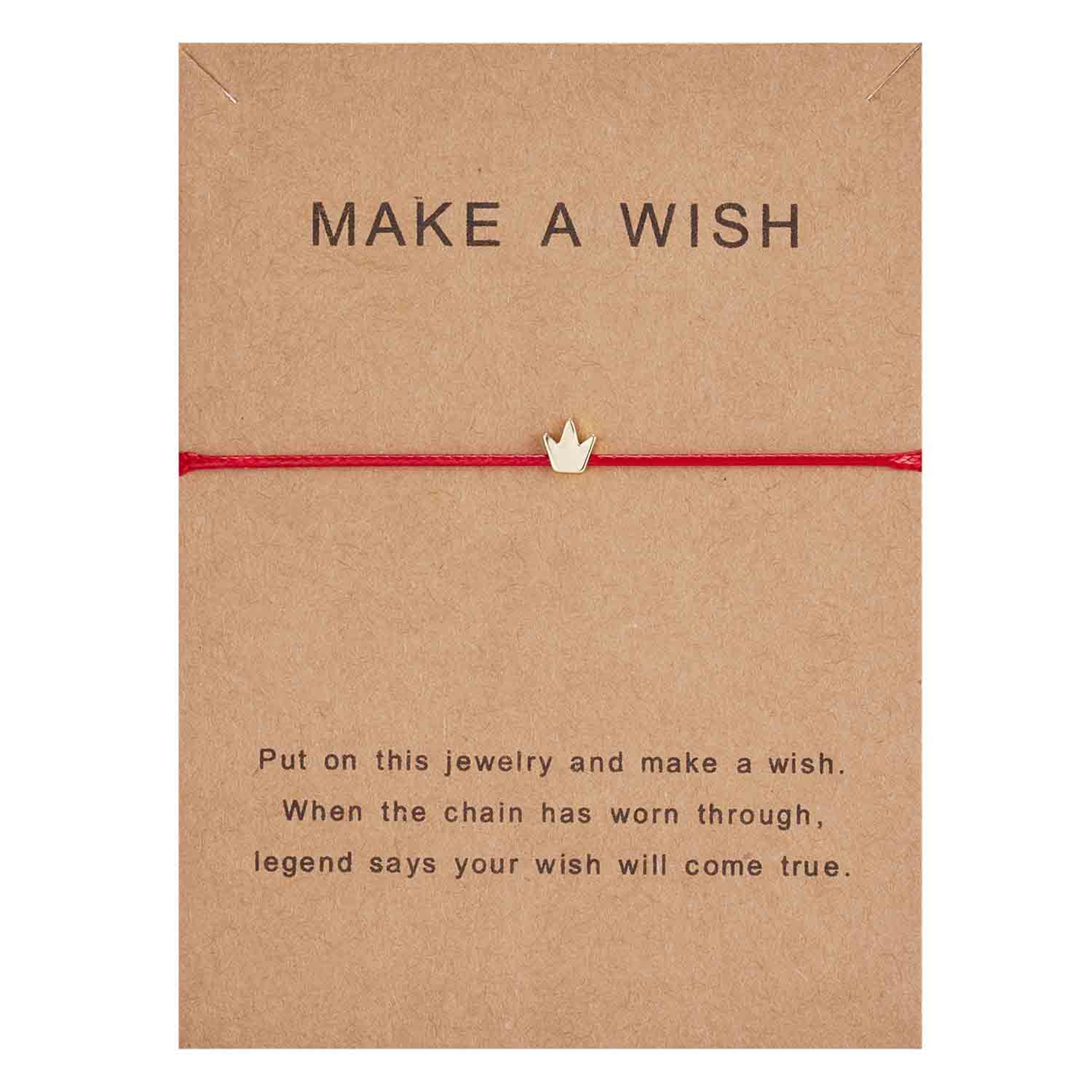 Make a Wish Crown Red String Bracelet Adjustable Lucky Charm Woven Jewelry Gift – view 26