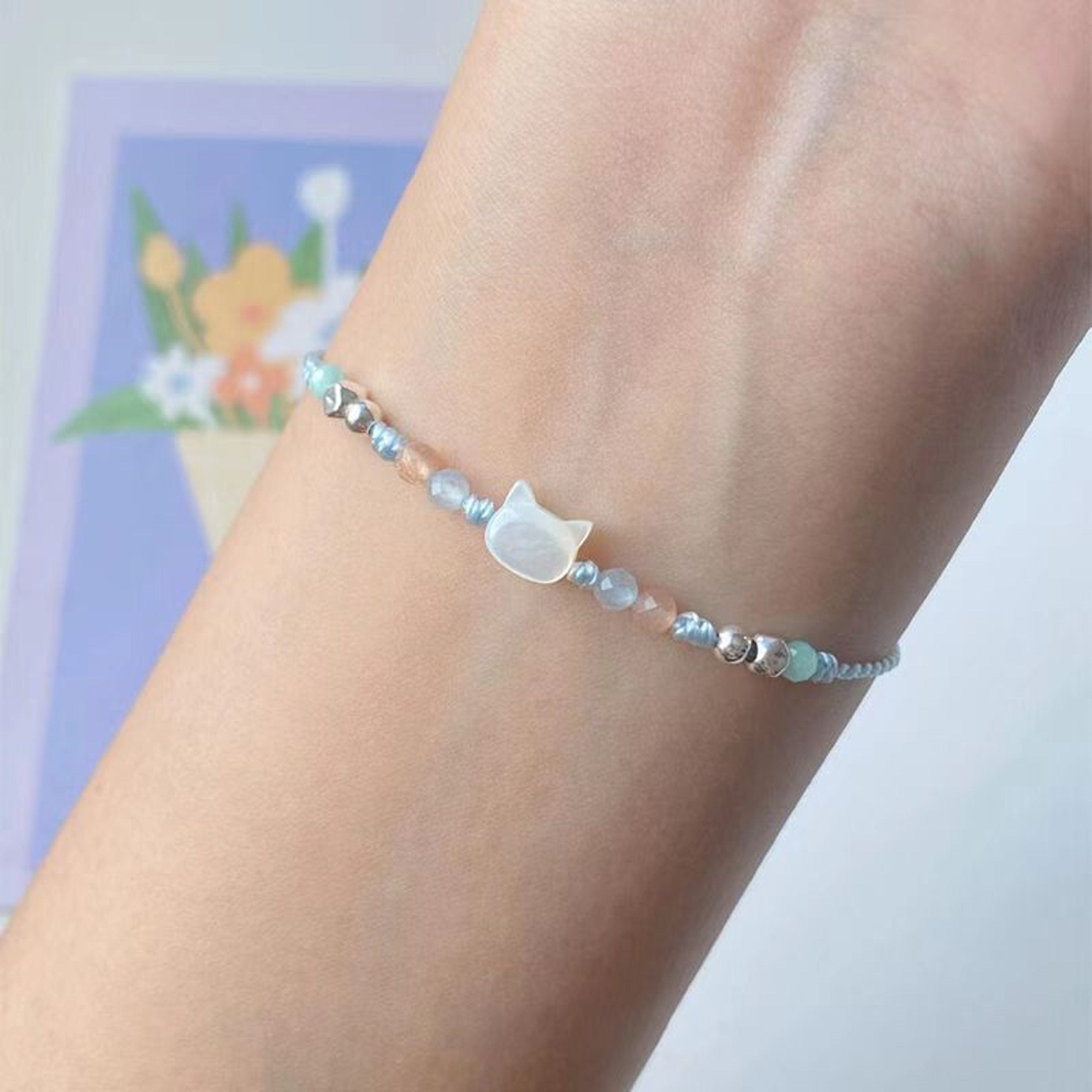 Lucky Pink Crystal Cat Friendship Bracelet Matching Couple Jewelry Gift – view 13