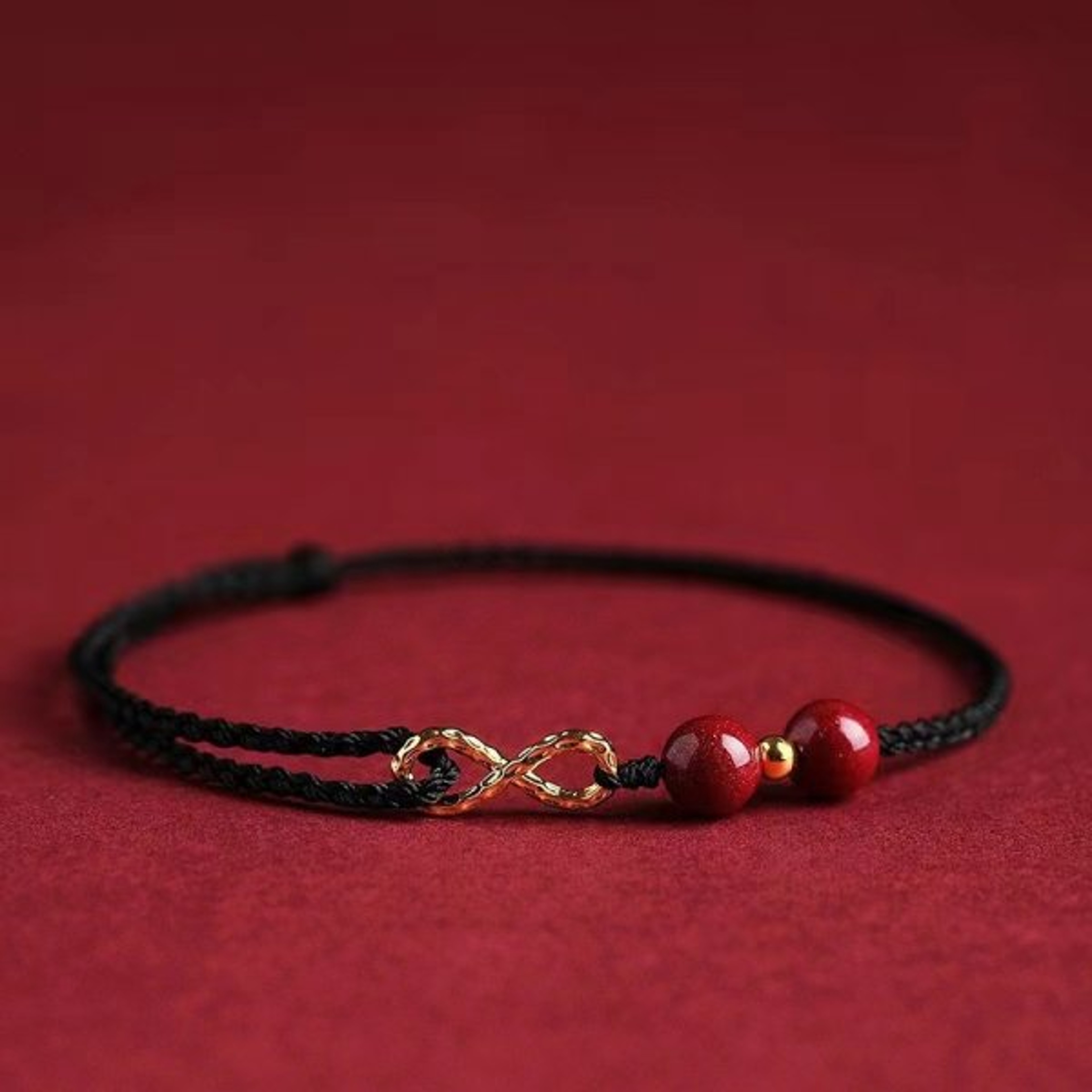 Lucky Cinnabar Red Gold Beaded Bracelet Natural Stone Charm Jewelry Gift 7