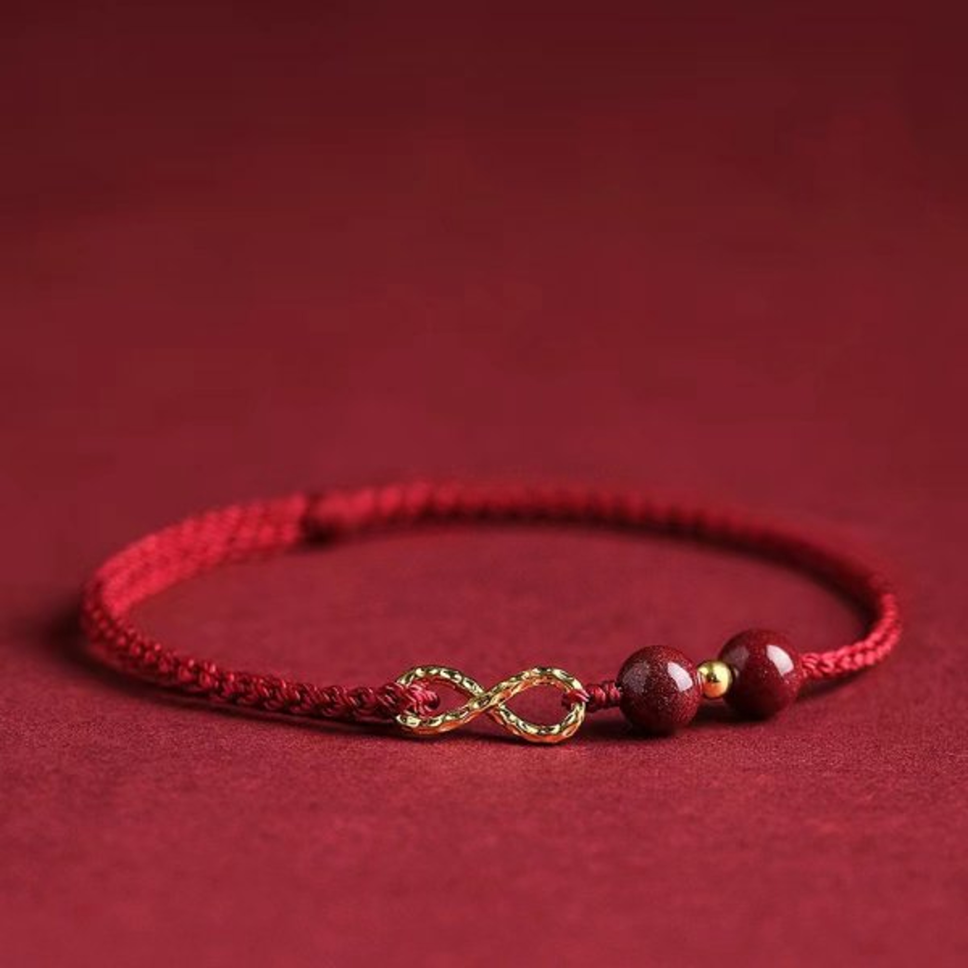 Lucky Cinnabar Red Gold Beaded Bracelet Natural Stone Charm Jewelry Gift 11