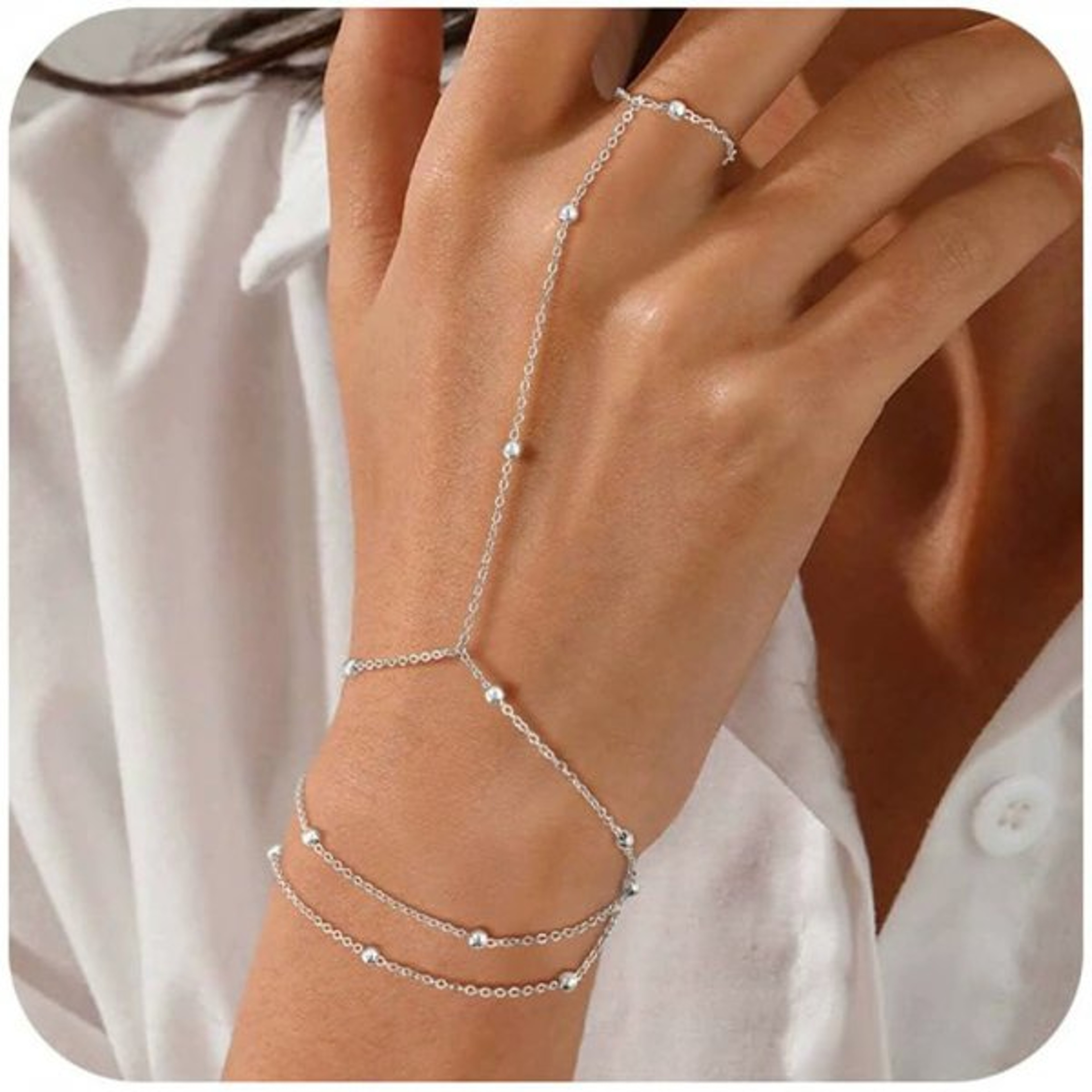 Dainty Gold Layered Snake Chain Bracelets For Women Heart Charm Jewelry Gift 10