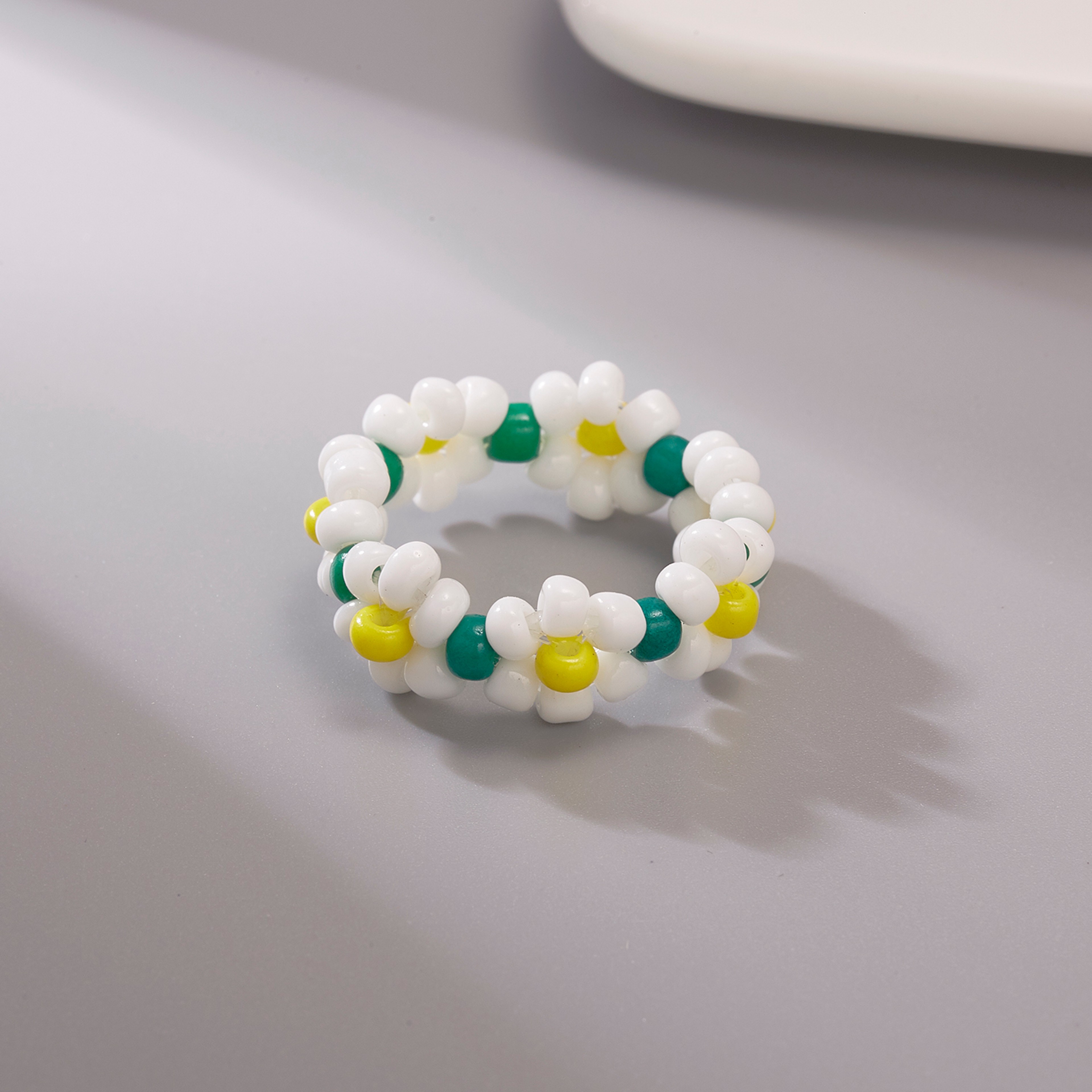 Colorful Flower Beaded Ring for Women Adjustable Charm Jewelry Gift – view 6