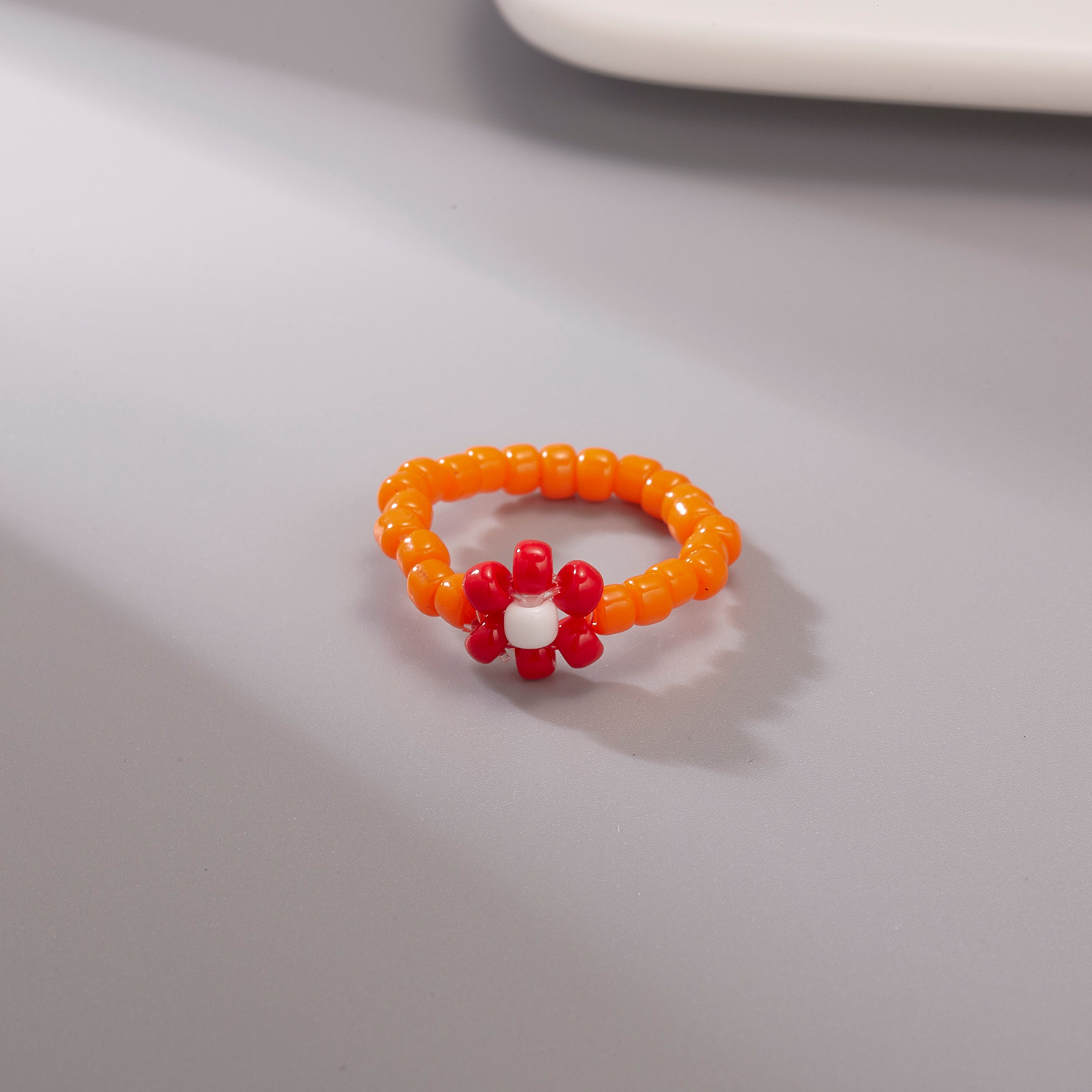 Colorful Flower Beaded Ring for Women Adjustable Charm Jewelry Gift – view 10