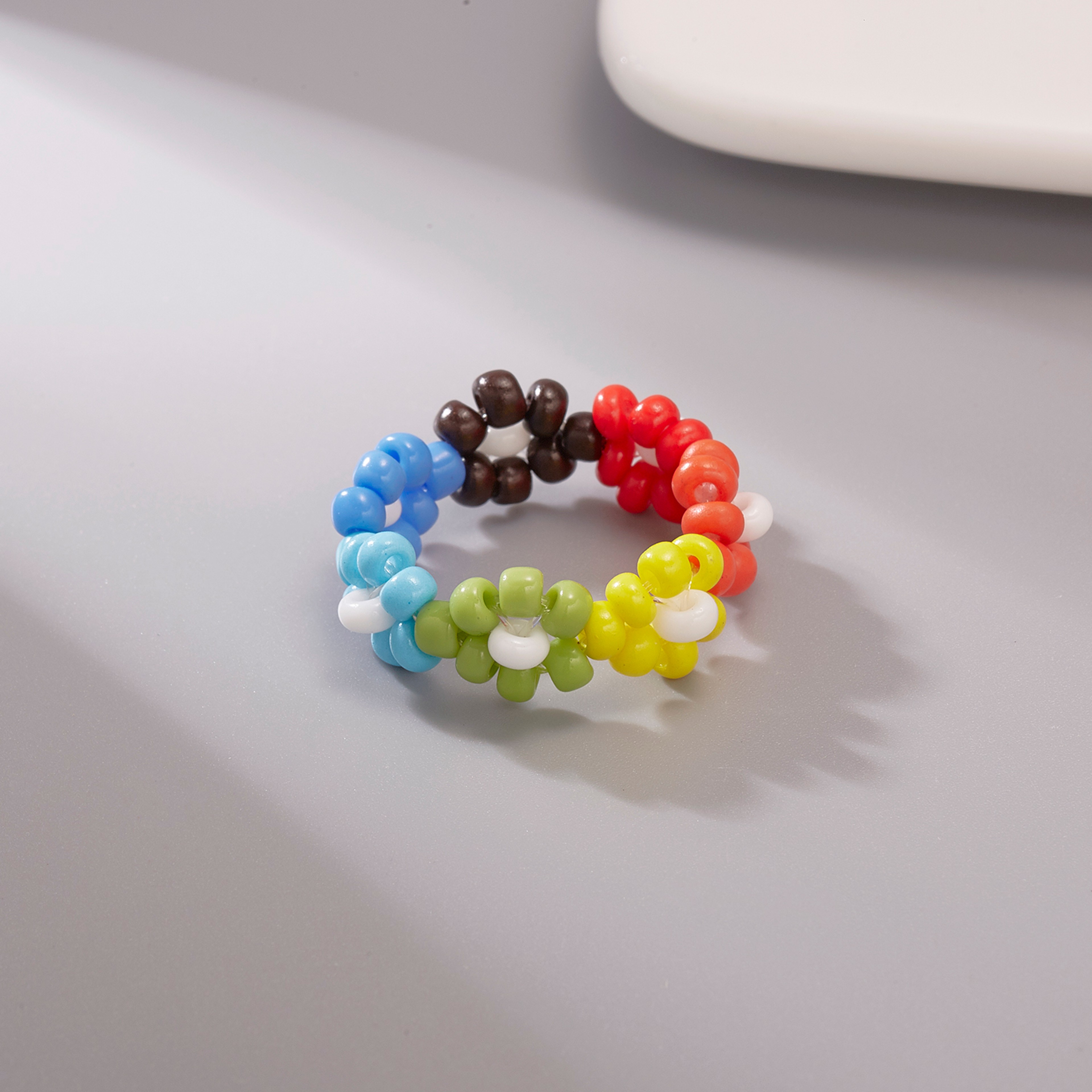 Colorful Flower Beaded Ring for Women Adjustable Charm Jewelry Gift – view 16