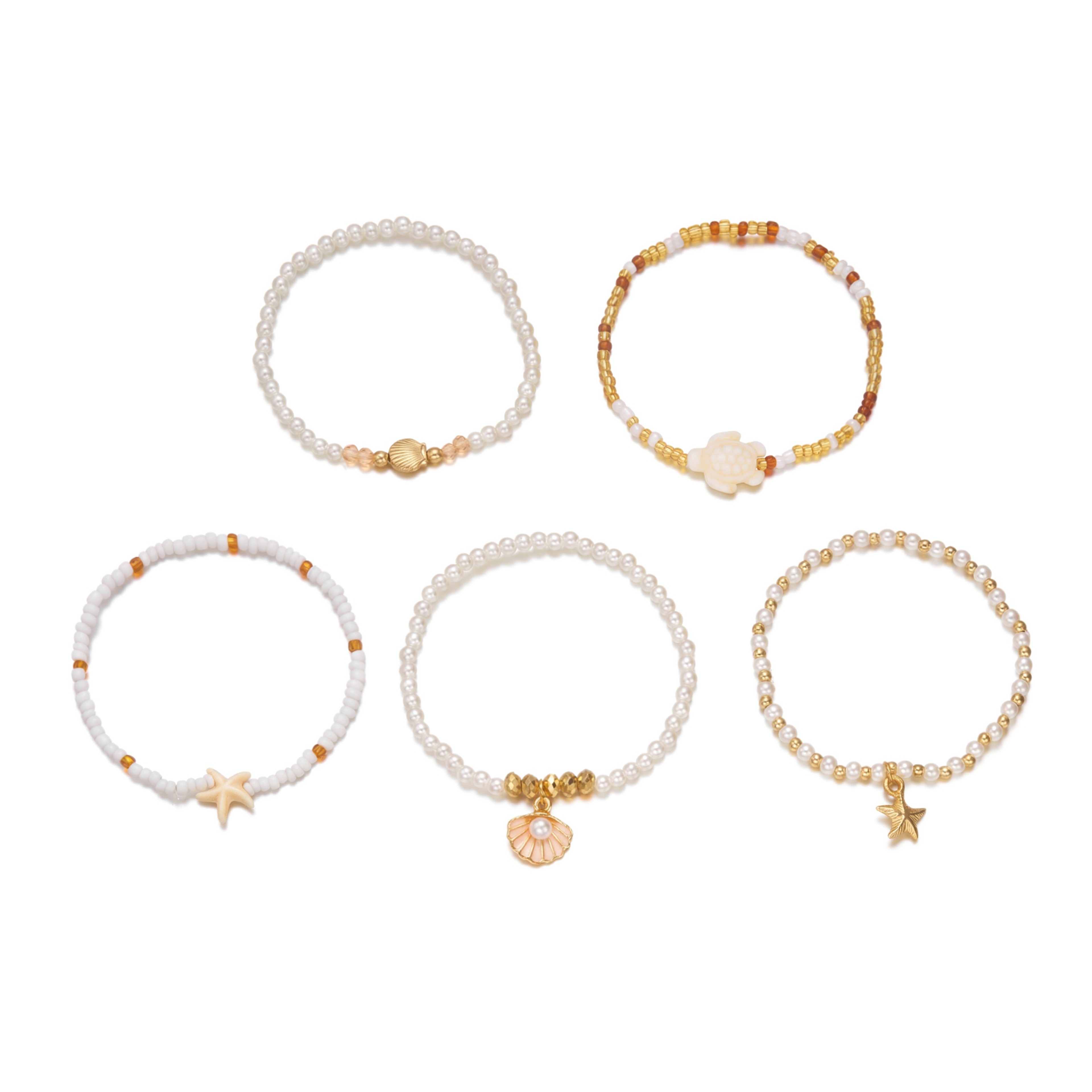 Multilayer Sea Turtle Shell Chain Bracelet Set for Women Elegant Pearl Resort Jewelry – view 6