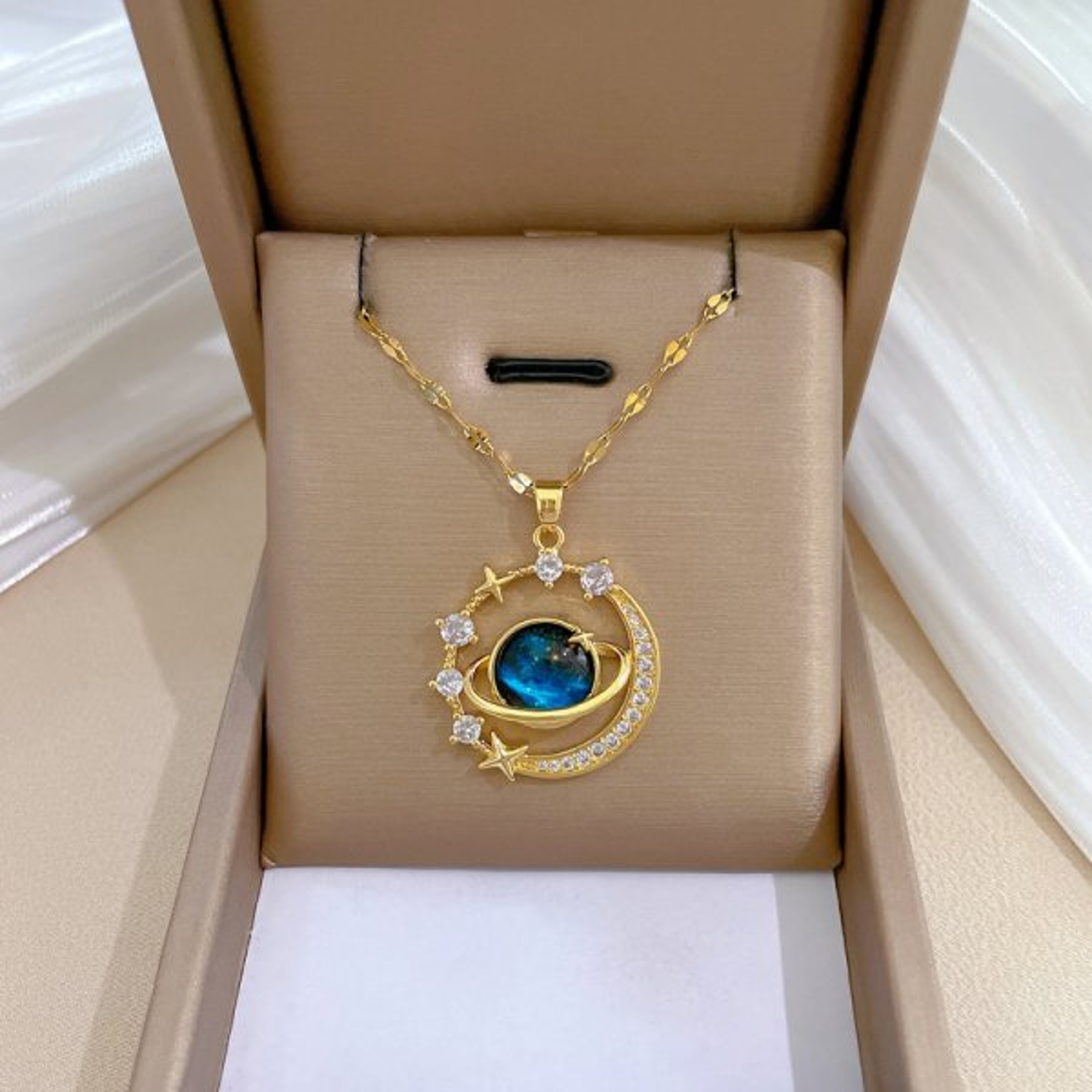 Stainless Steel Sun Moon Star Pendant Necklace For Women Elegant Planet Clavicle Chain Jewelry Gift 6