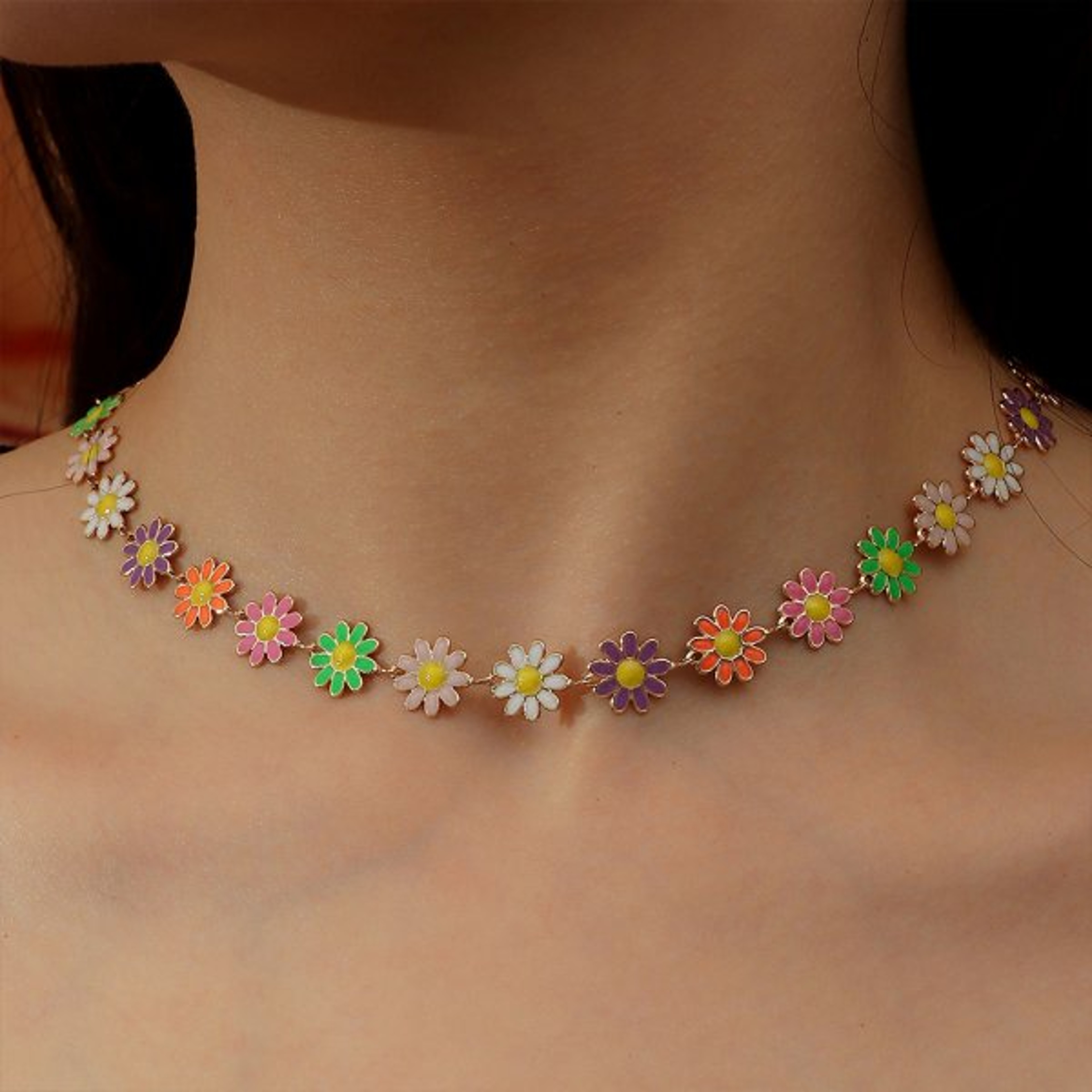 Daisy Flower Enamel Bracelet For Women Bohemian Floral Jewelry Stackable Charm Gift 7