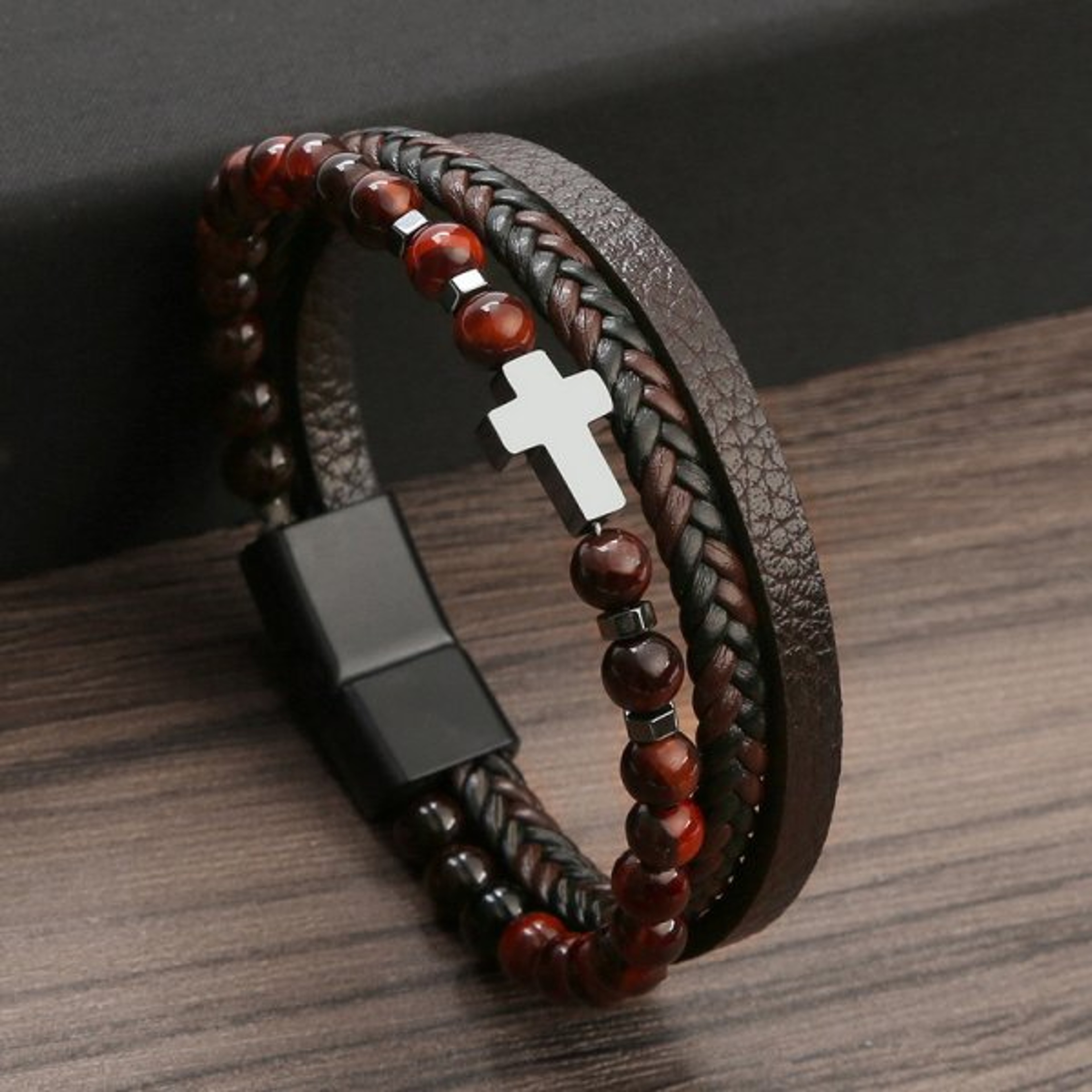 Mens Cross Bracelet Handmade Chain Fashion Jewelry Stylish Gift 5