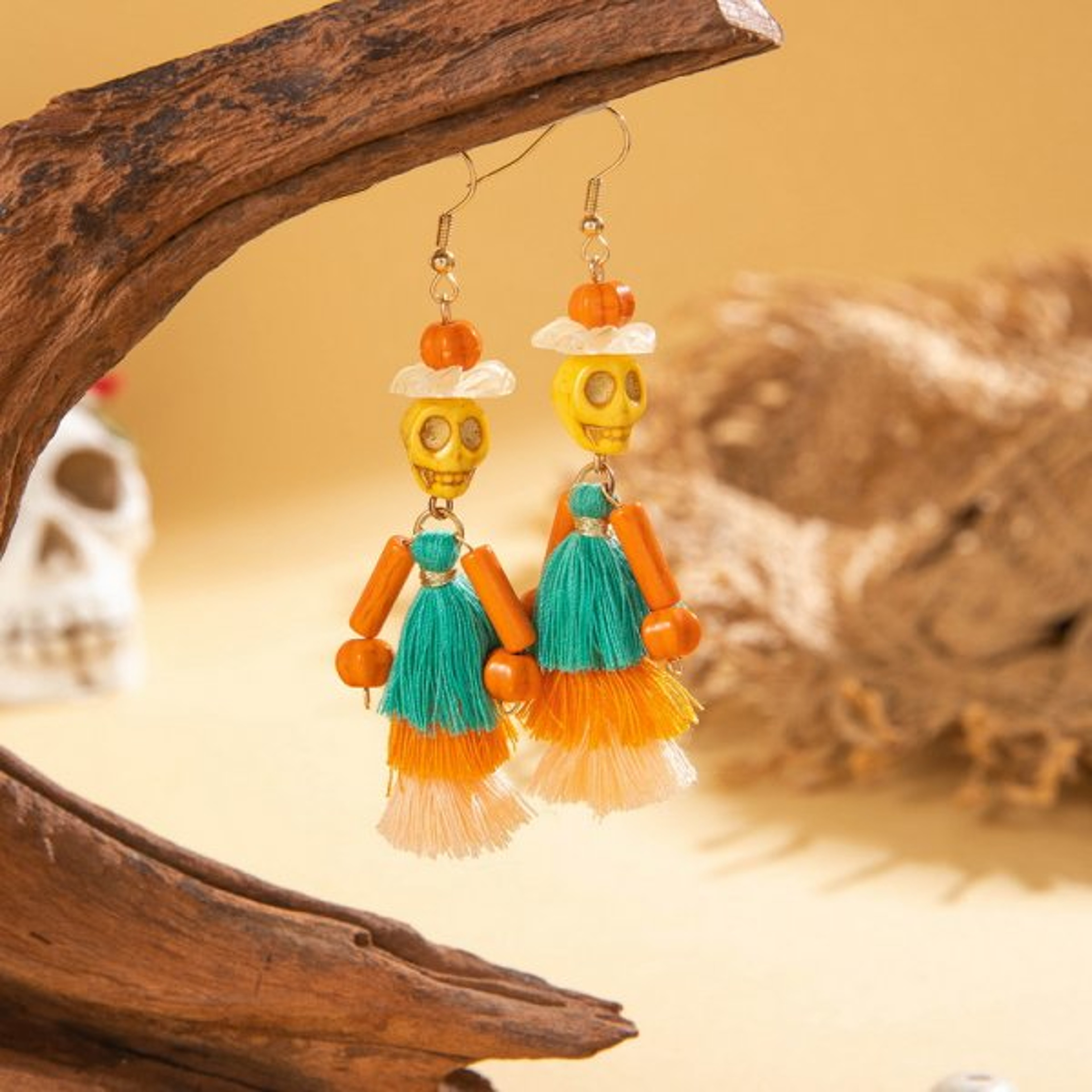 Halloween Skeleton Bride Skull Tassel Earrings Gothic Drop Jewelry for Women Party Gift – view 12