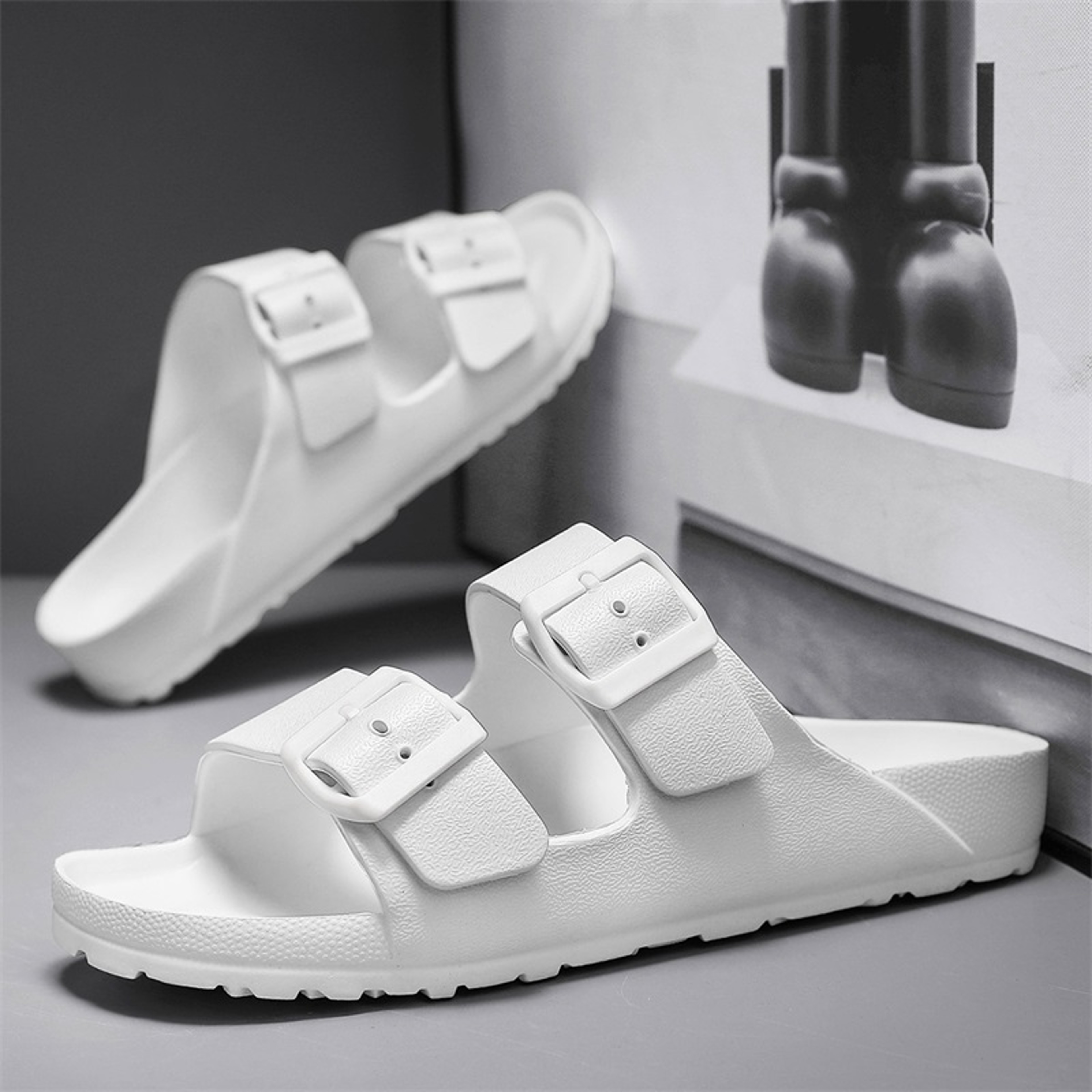 Mens Adjustable Cloud Slides Soft EVA Non Slip Summer Beach Sandals – view 1
