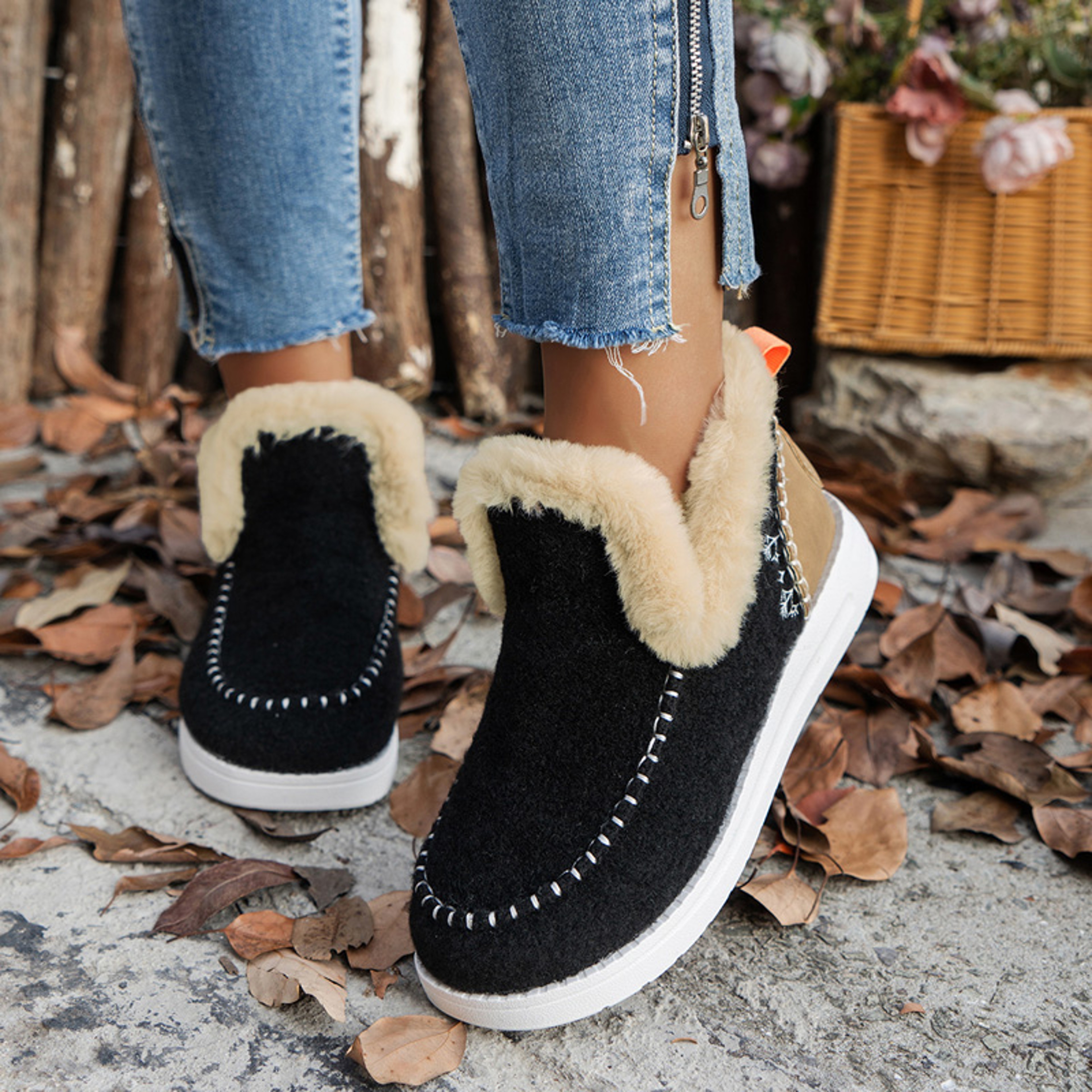Plush Platform Snow Boots for Women Warm Slip On Winter Ankle Boots – view 2
