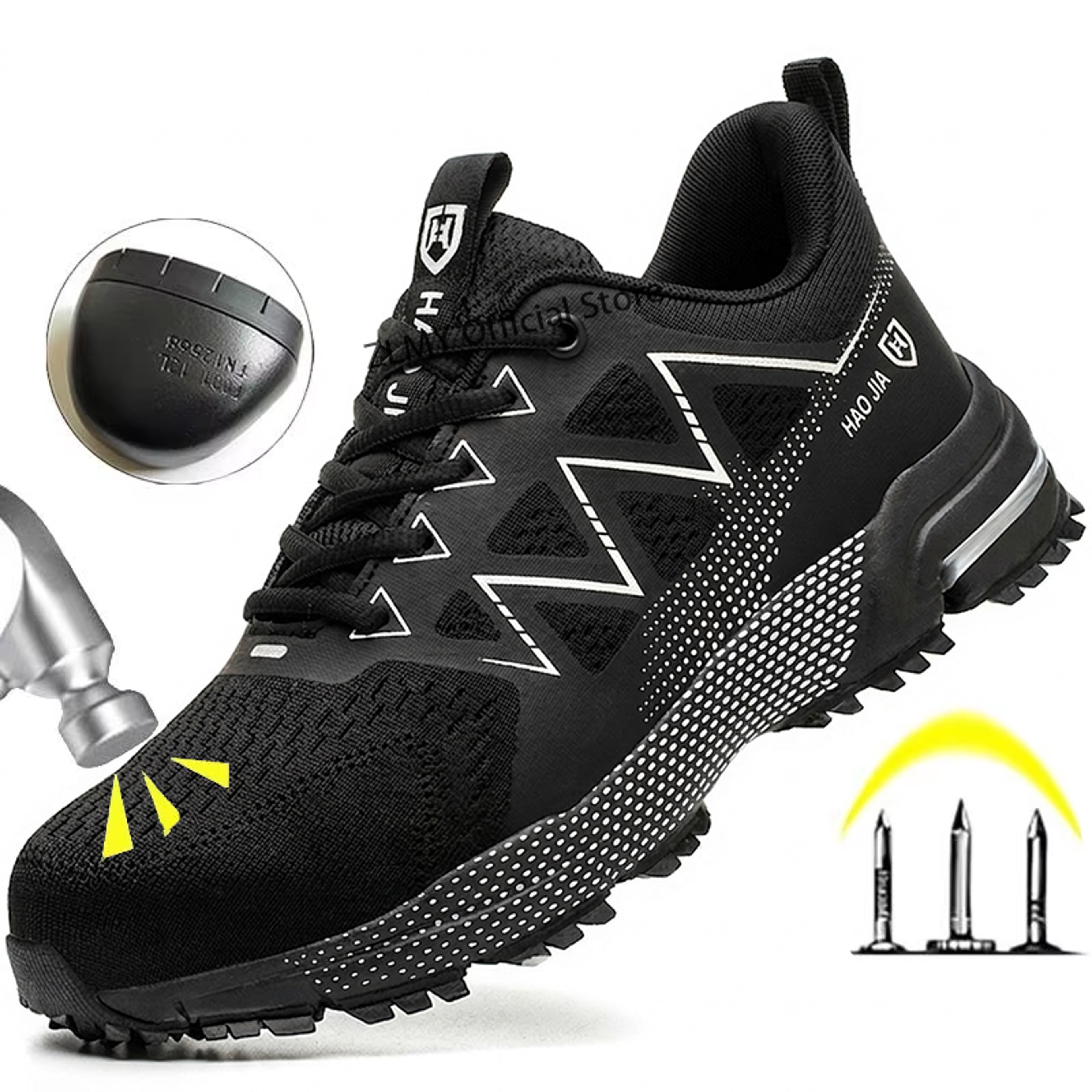 Mens Steel Toe Safety Shoes Breathable Puncture Resistant Work Sneakers – view 2