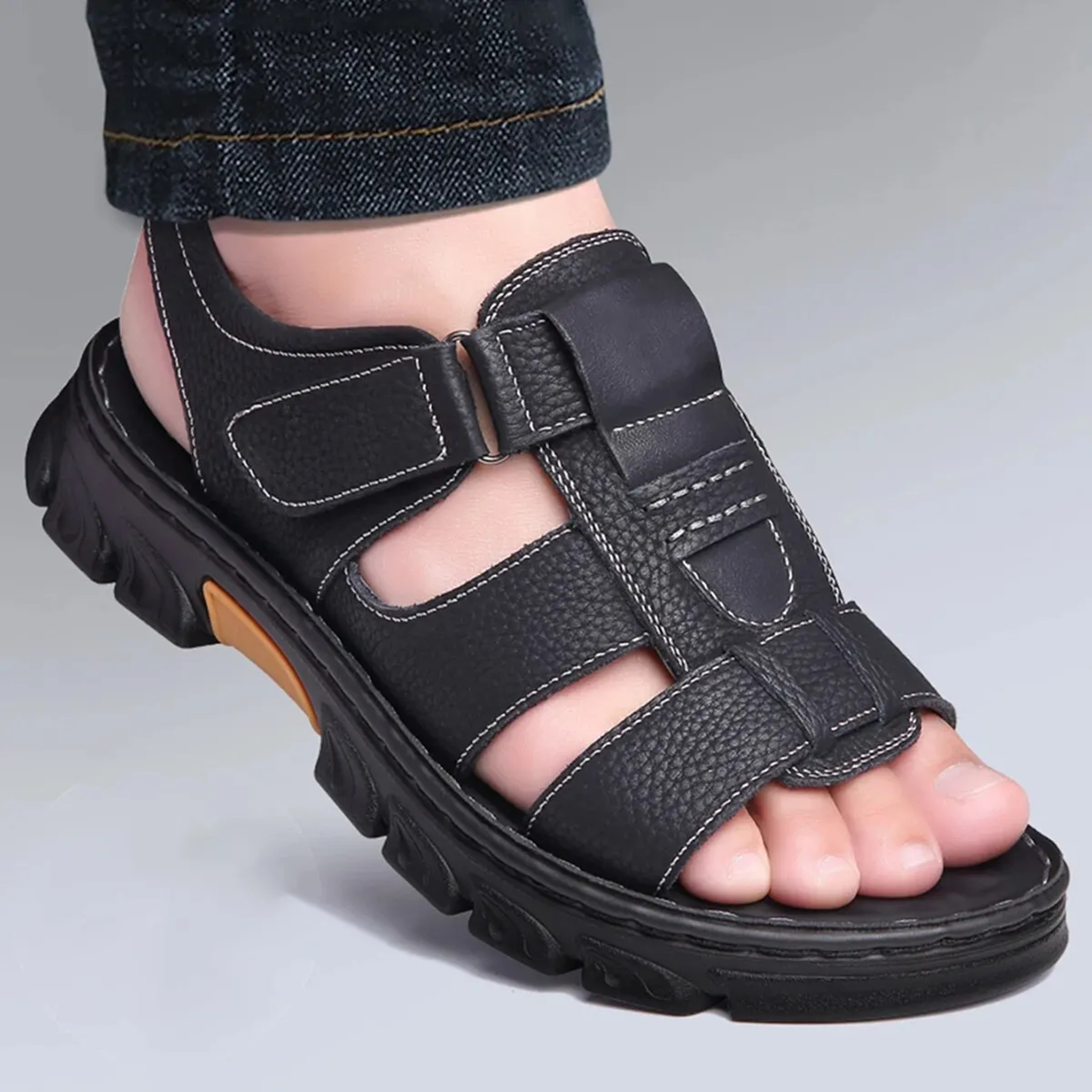 Mens Adjustable Summer Walking Sandals with Breathable PU Upper and Durable Rubber Sole – view 3