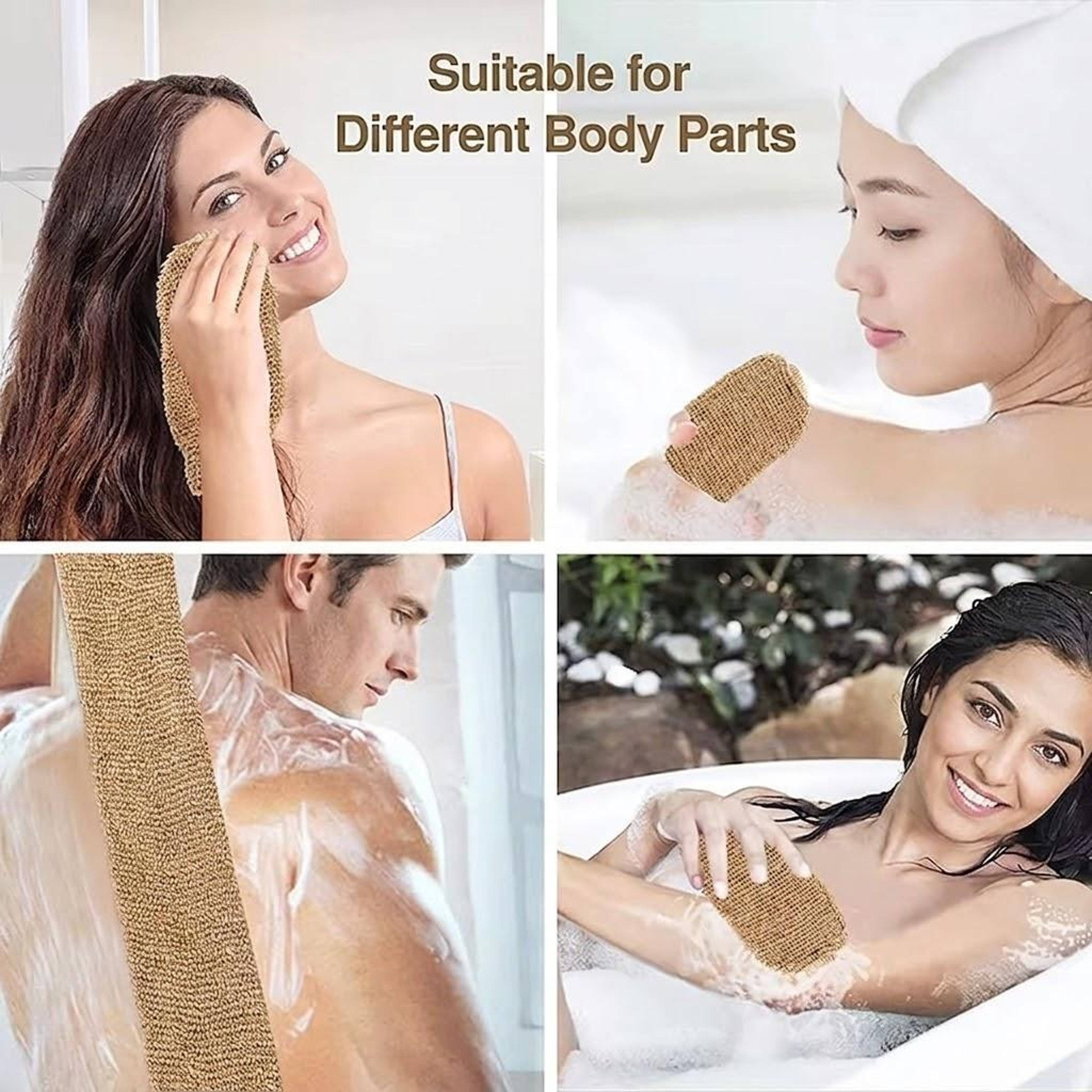 Heavy Duty Double Sided Jute Back Scrubber Set With Gloves For Deep Exfoliating Shower Care 4