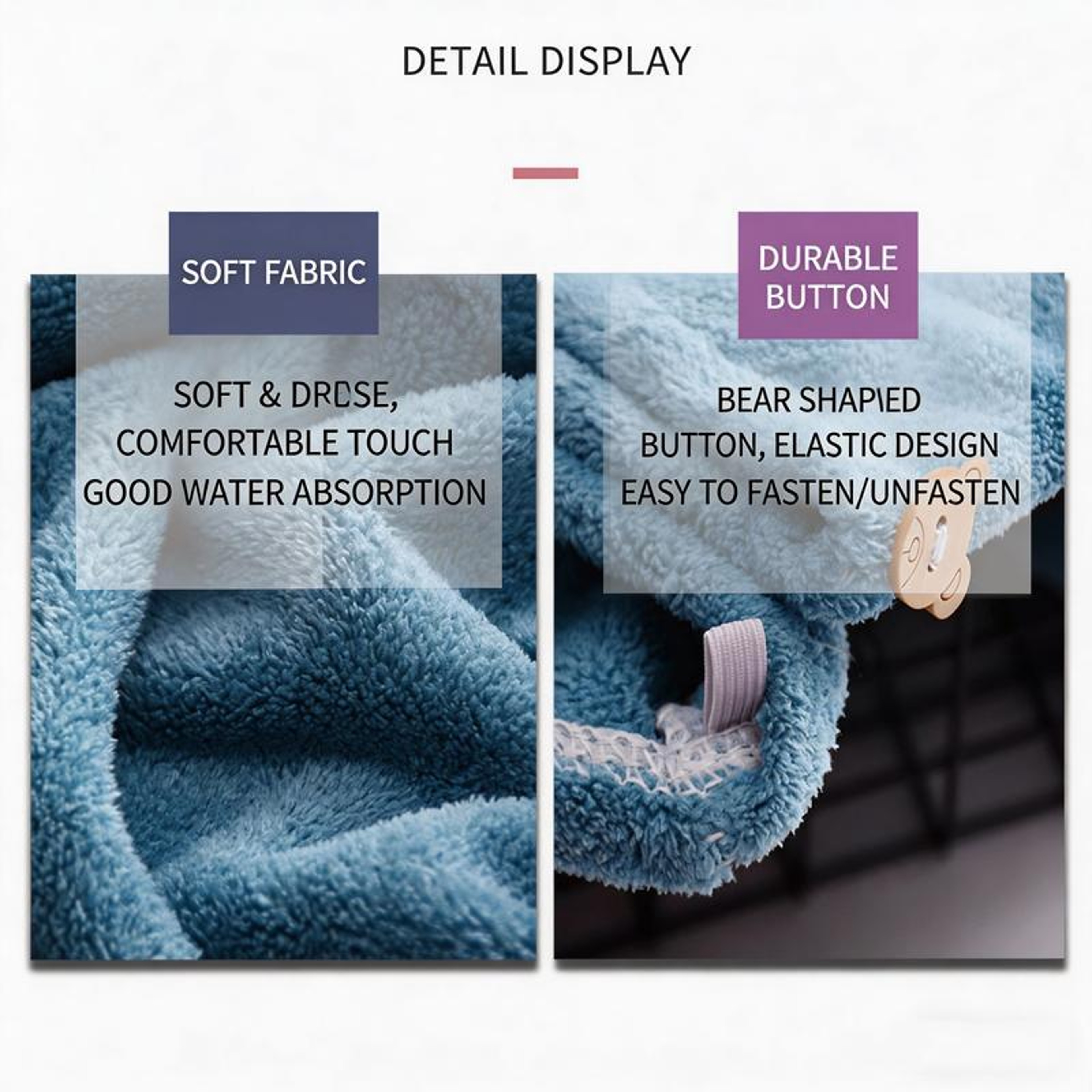 Quick Dry Microfiber Hair Towel Wrap With Soft Coral Fleece  Secure Button For All Hair Types 8