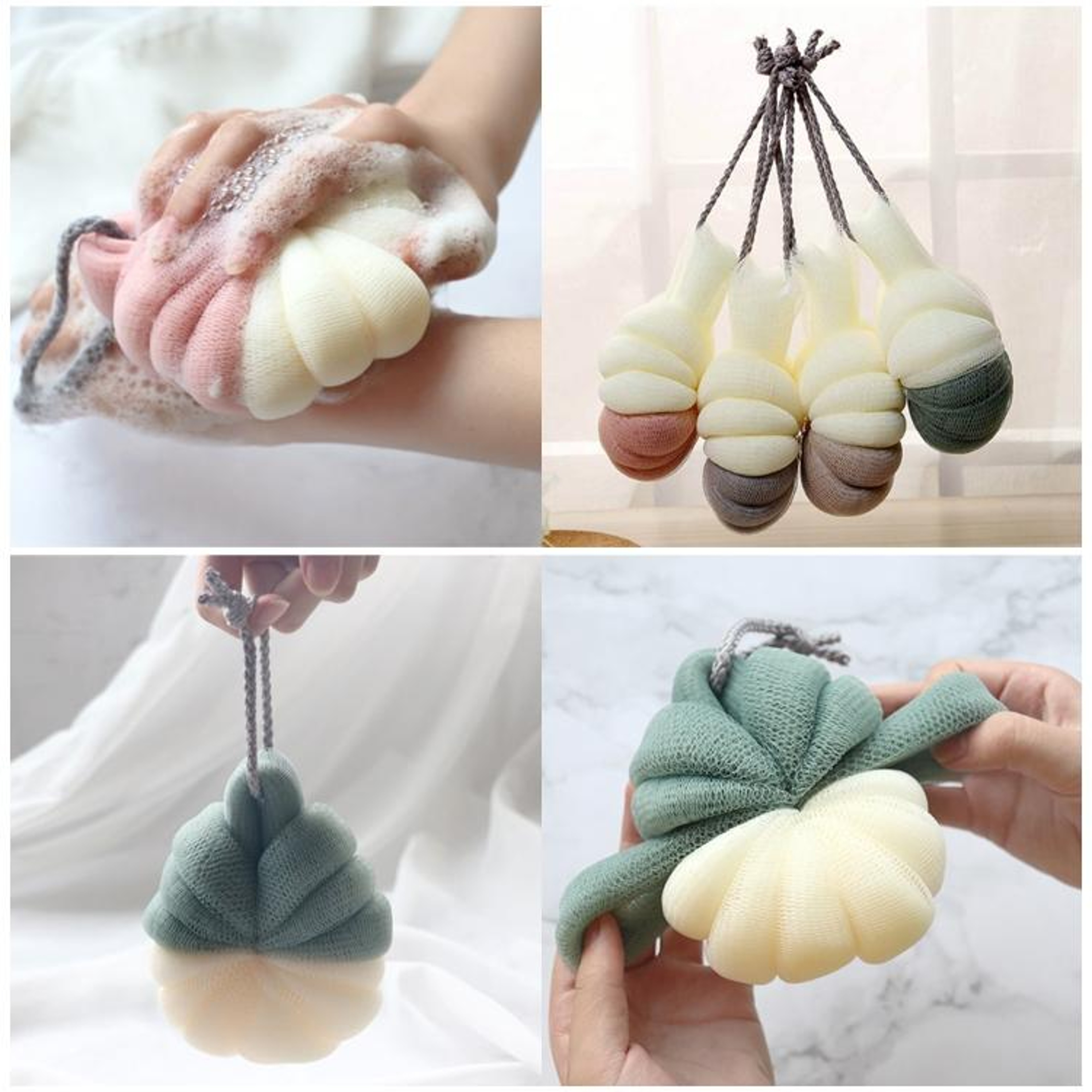Soft Foaming Shower Loofah Ball With Hanging Loop Exfoliating Bath Sponge For Smooth Skin 8
