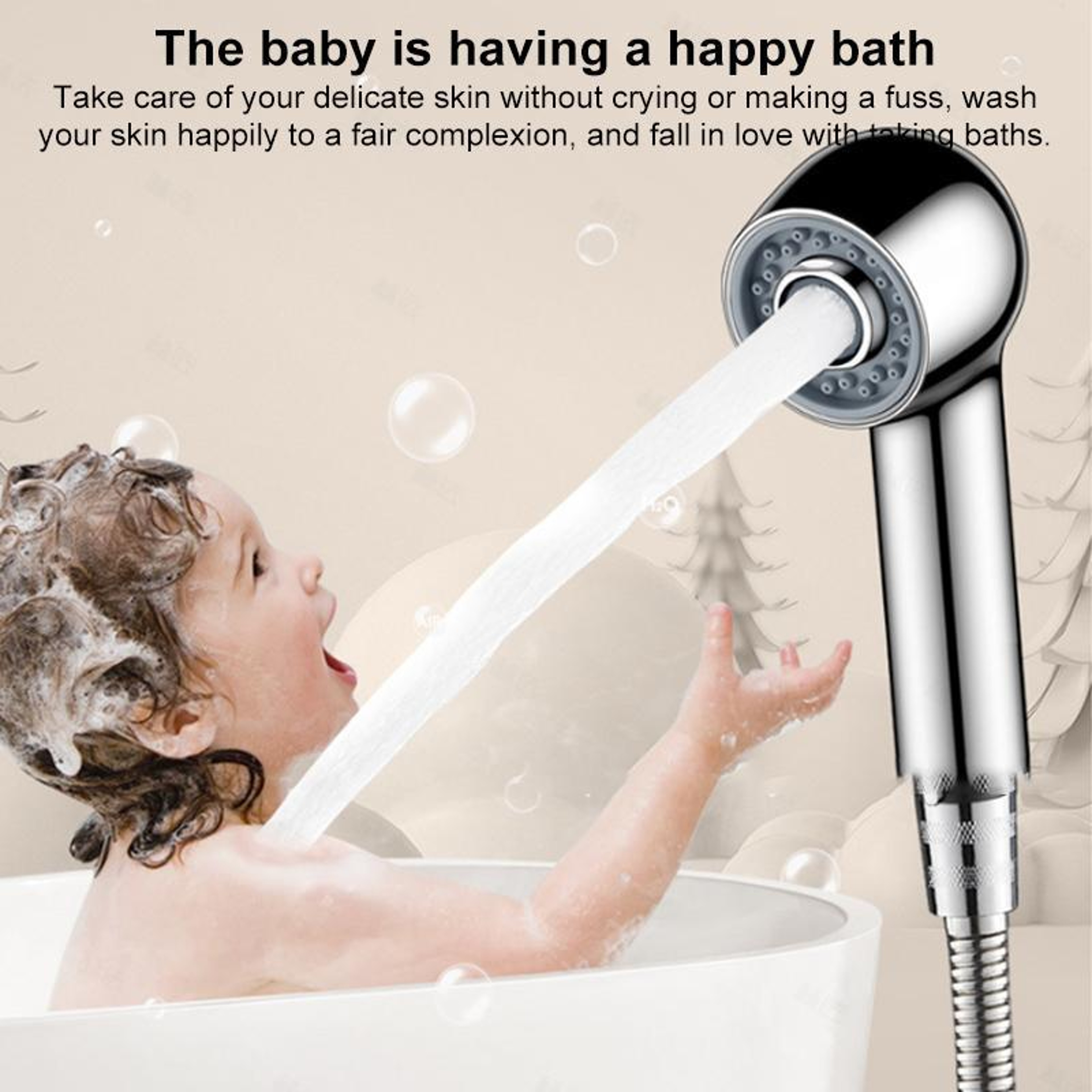 Switchable Kids Shower Head with Bubble Spray Gentle Baby Shower Attachment – view 2