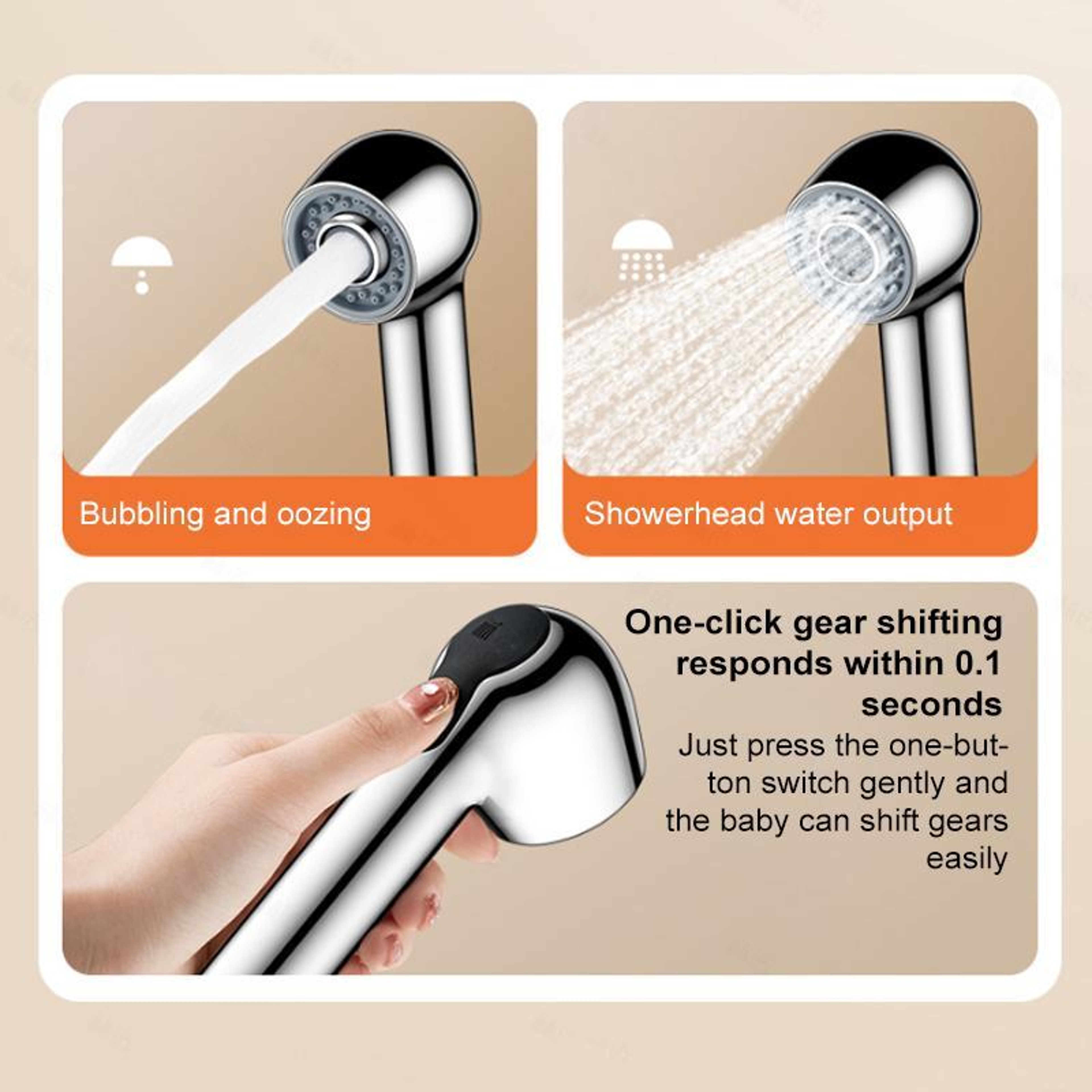 Switchable Kids Shower Head with Bubble Spray Gentle Baby Shower Attachment – view 4