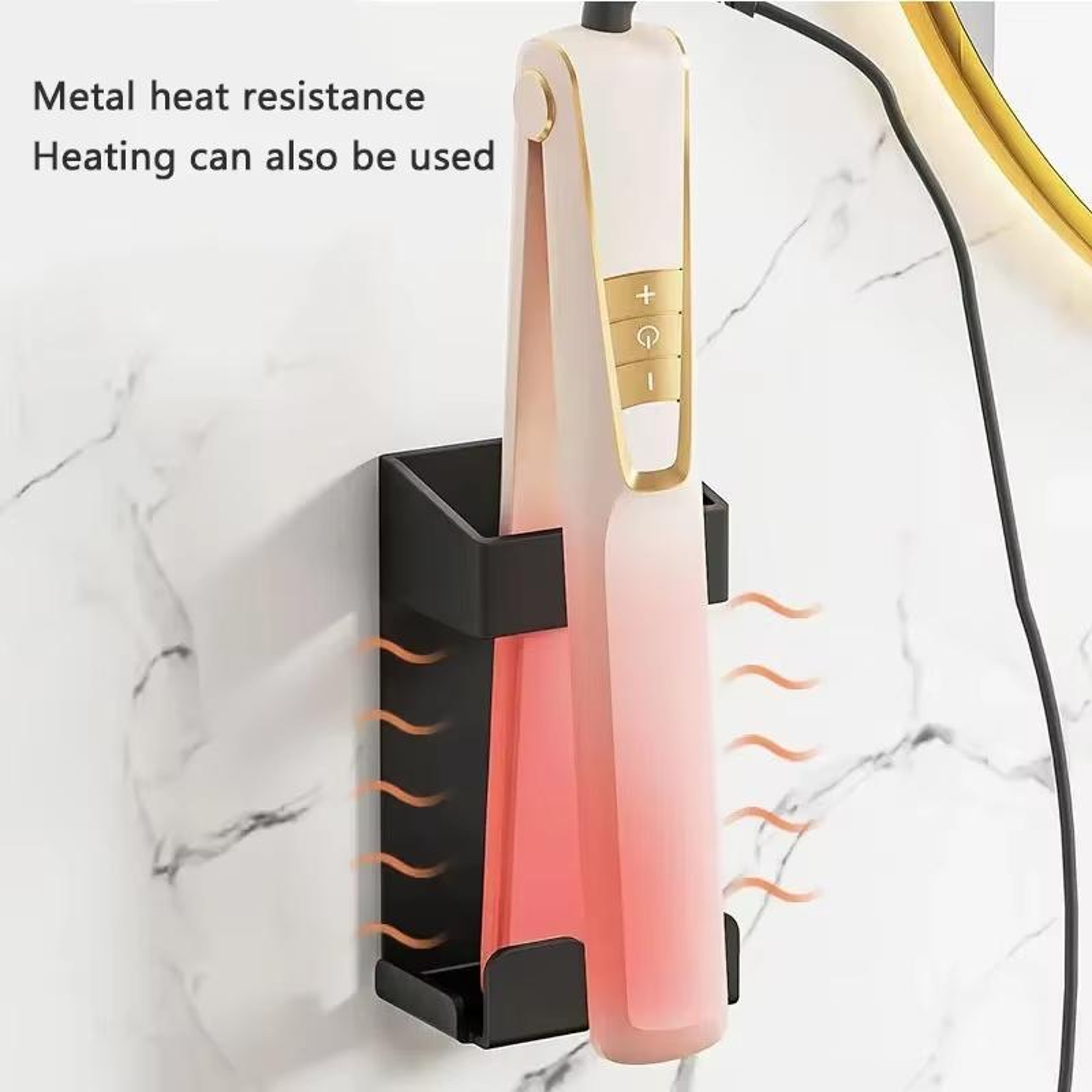 304 Stainless Steel Curling Iron Holder Wall Mount No Drill Heat Resistant Organizer With Cord Stor 4