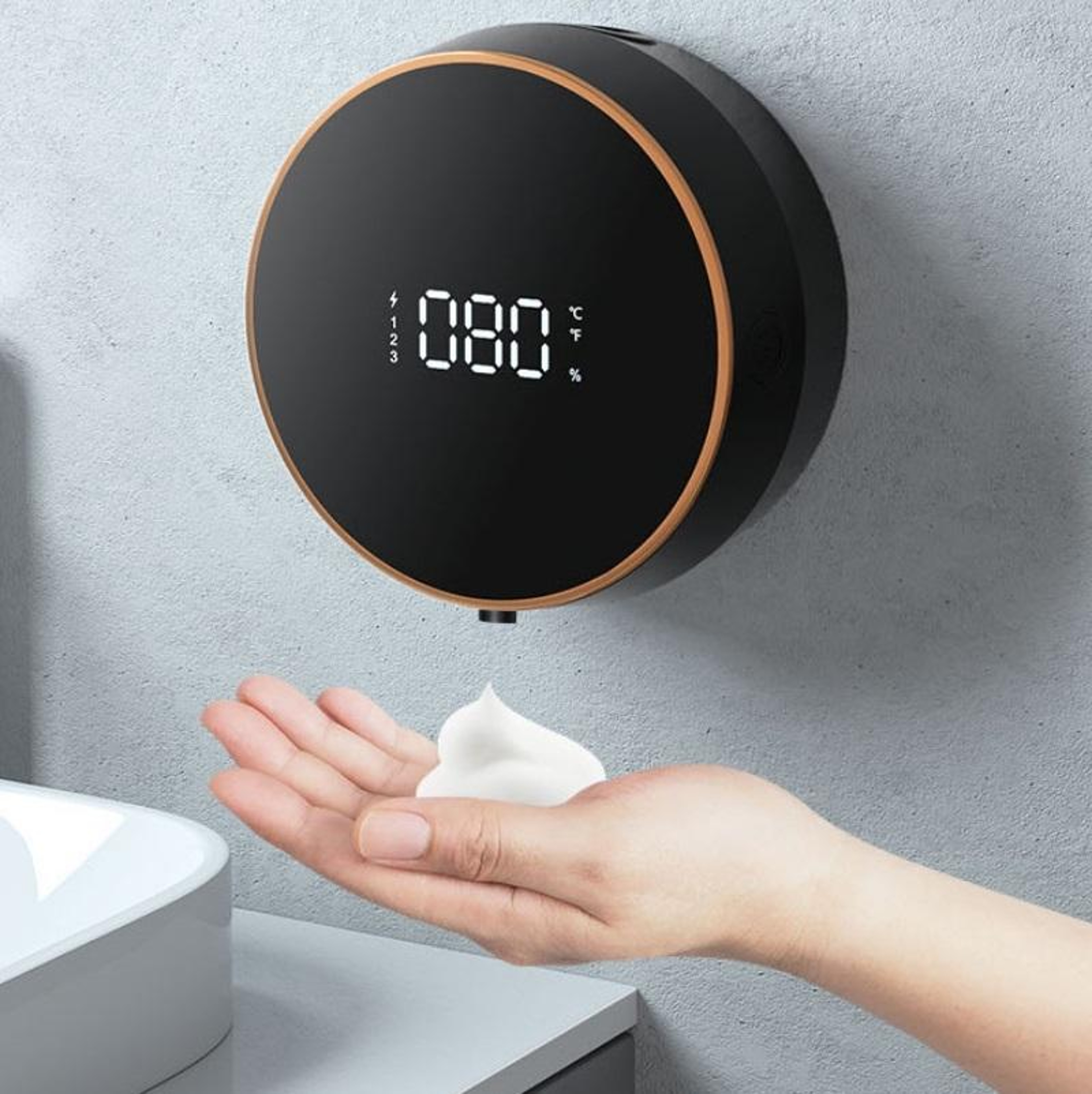 Wall Mounted Automatic Soap Dispenser USB Rechargeable Infrared Touchless Foam Dispenser 7