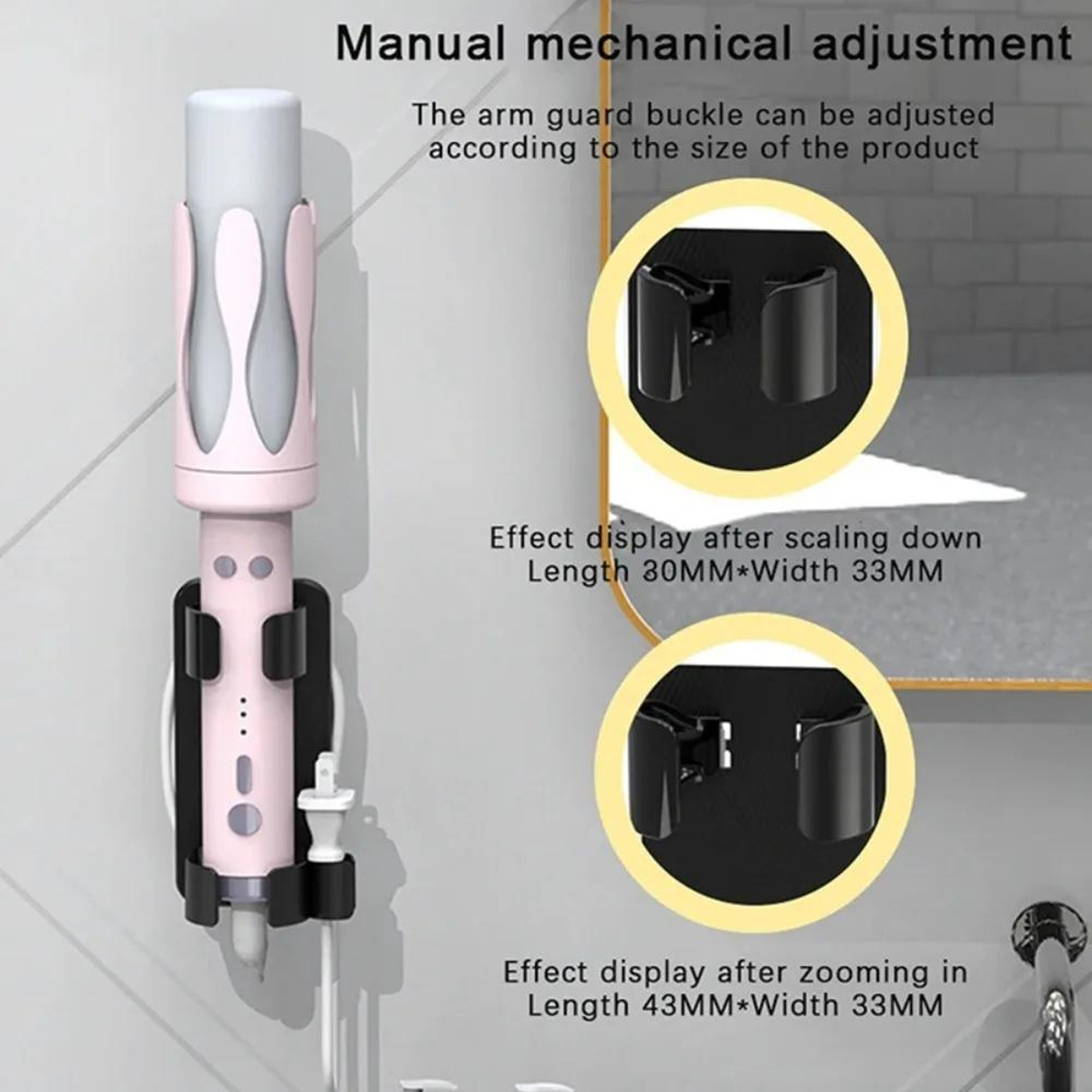 Wall Mounted Curling Iron Holder With Cord Organizer And Adjustable Clamp 3