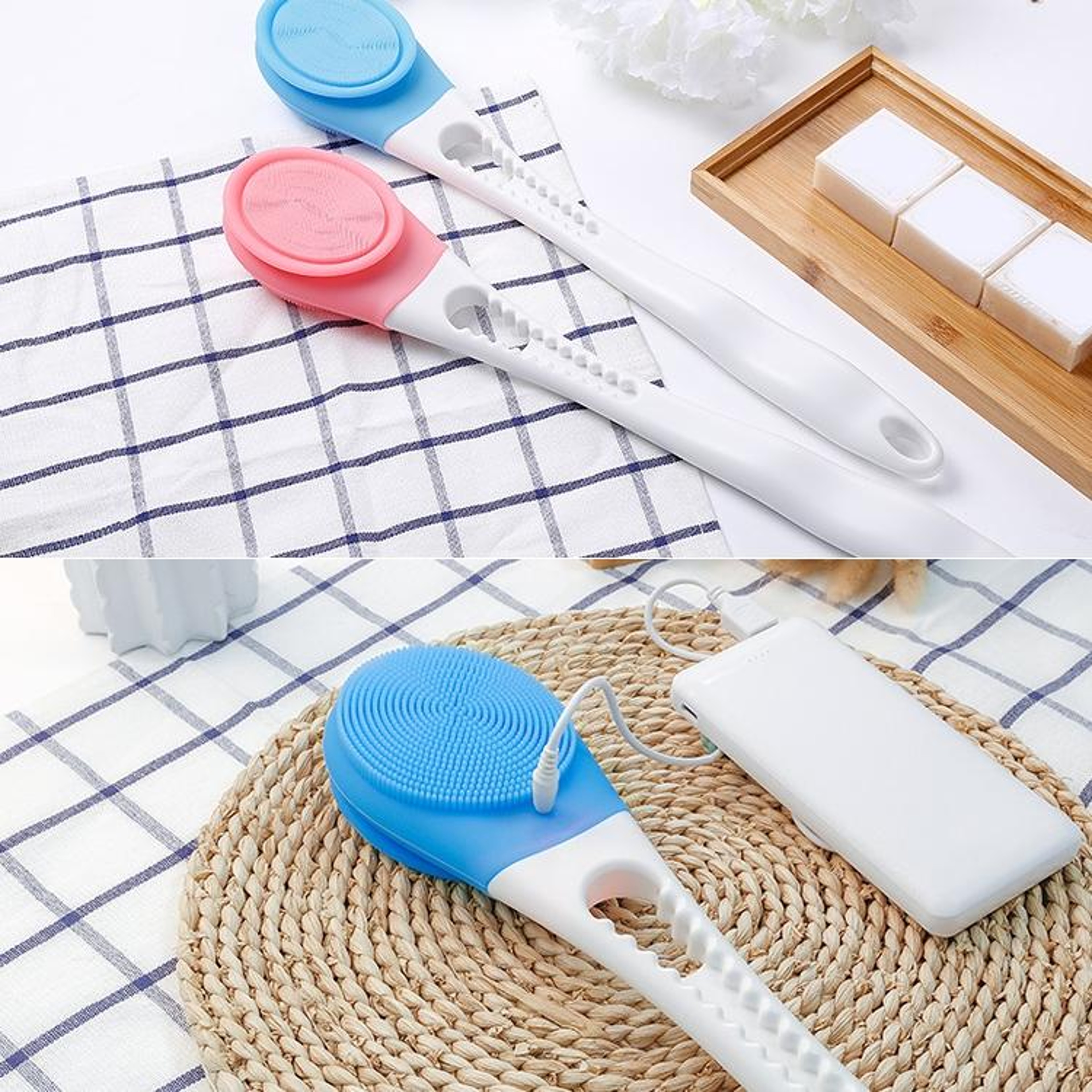 Electric Silicone Bath Massage Brush Long Handle Body Scrubber For Deep Clean  Relaxation 0