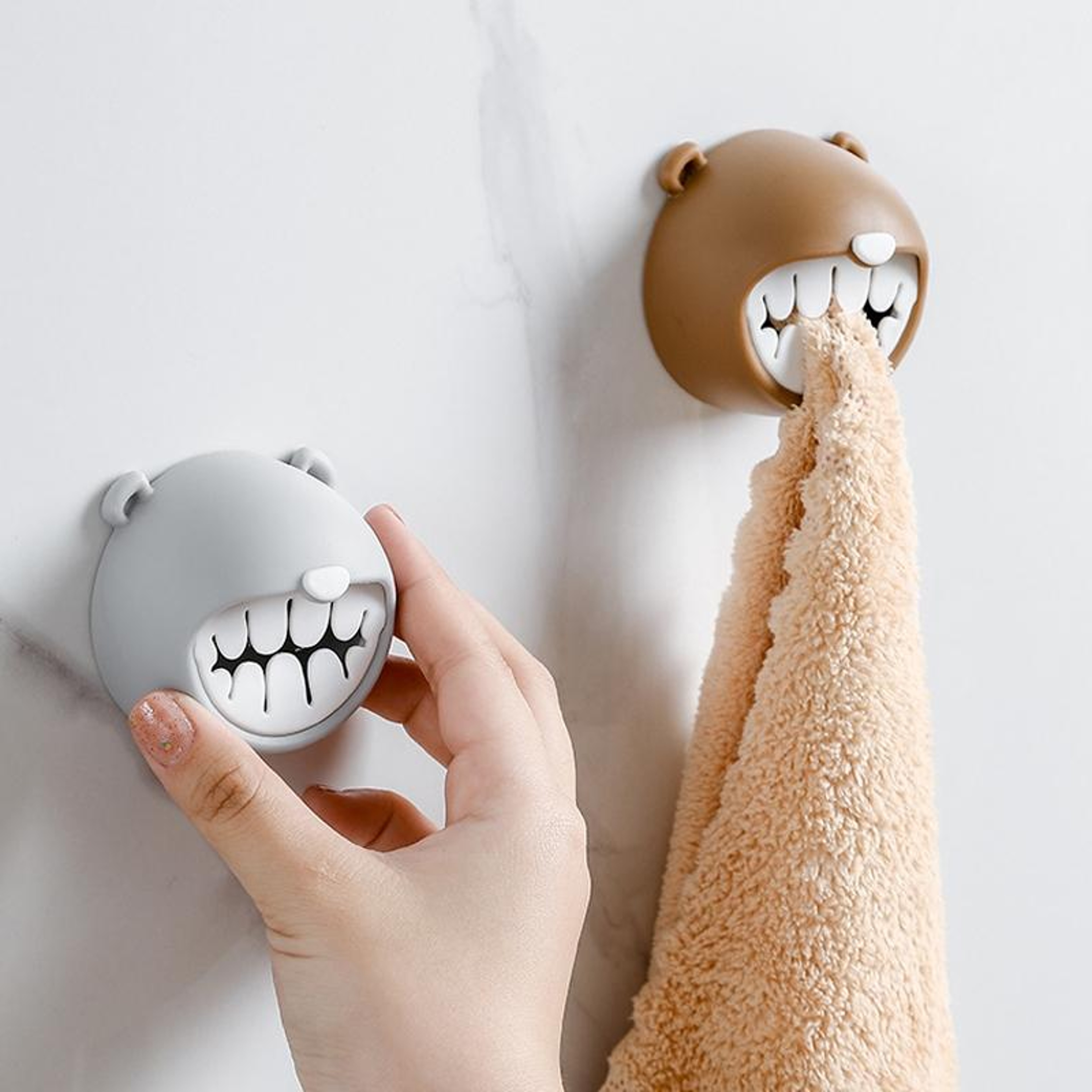 Bear Grip Towel Holder Hooks Wall Mount For Kitchen Bathroom Space Saving Organizer 0