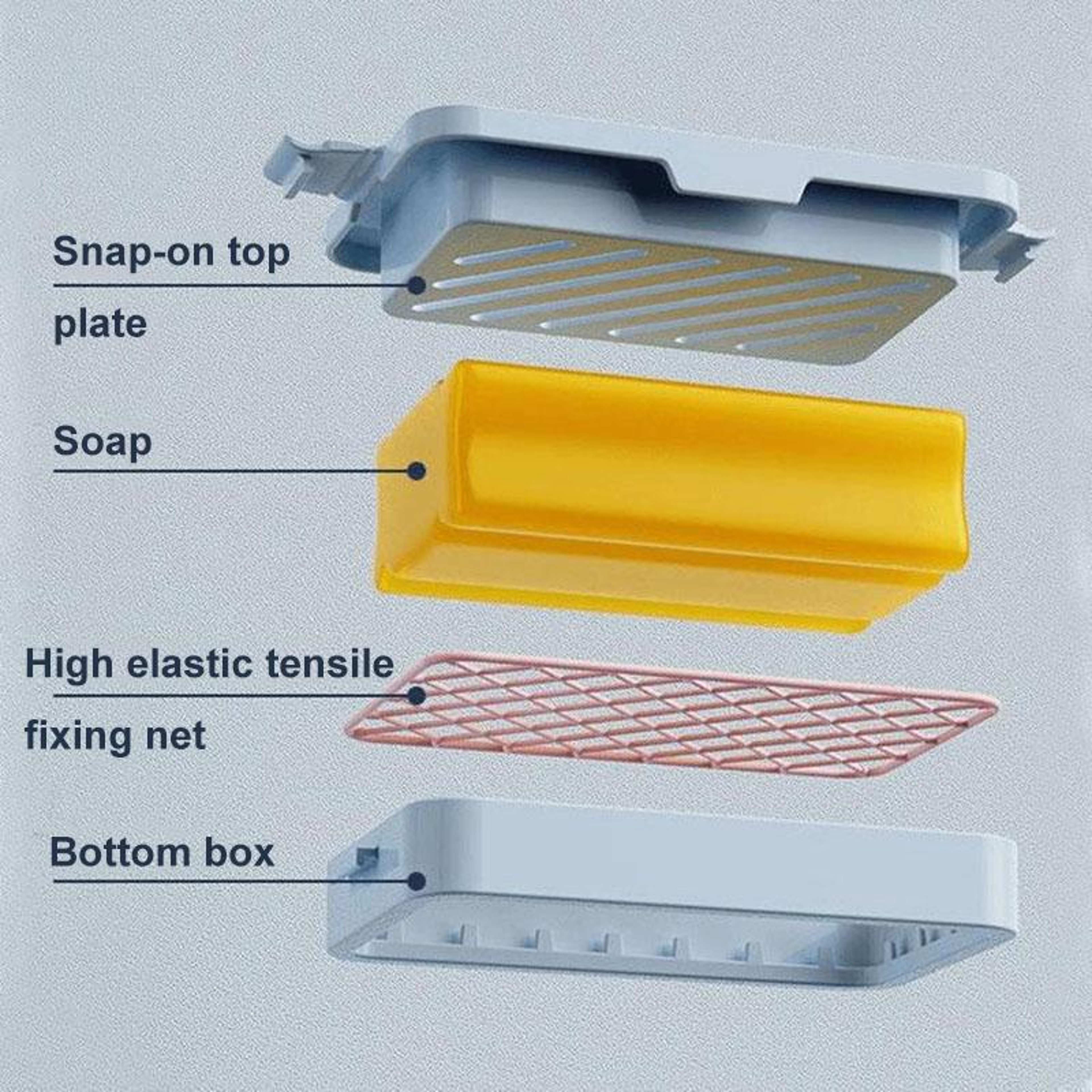 Anti Slip Soap Holder With Drain Tray  Elastic Mesh Soap Saver Box For Bathroom  Kitchen 3