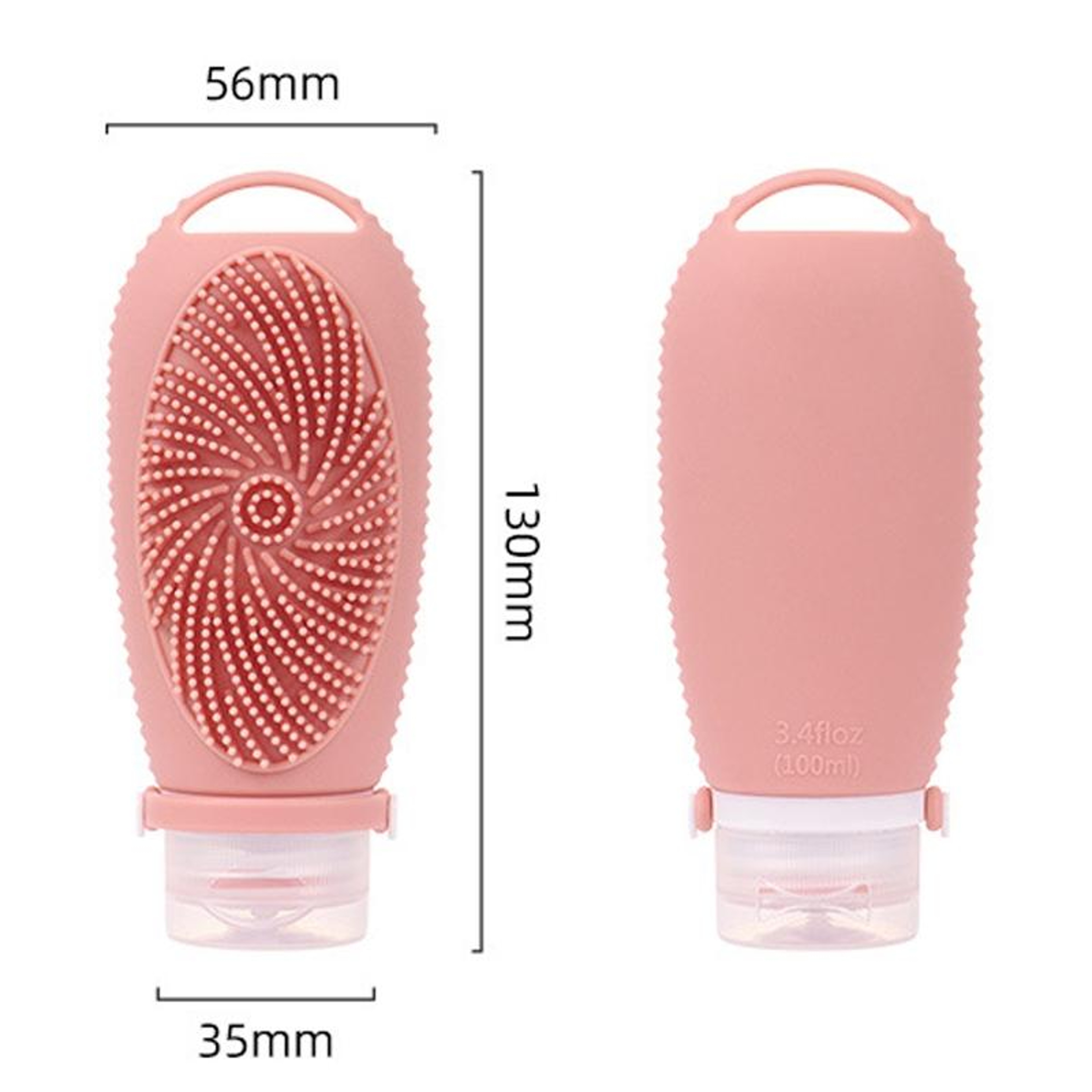 2 In 1 Silicone Shower Brush Dispenser Bottle Portable Travel Shampoo  Body Wash Container 3