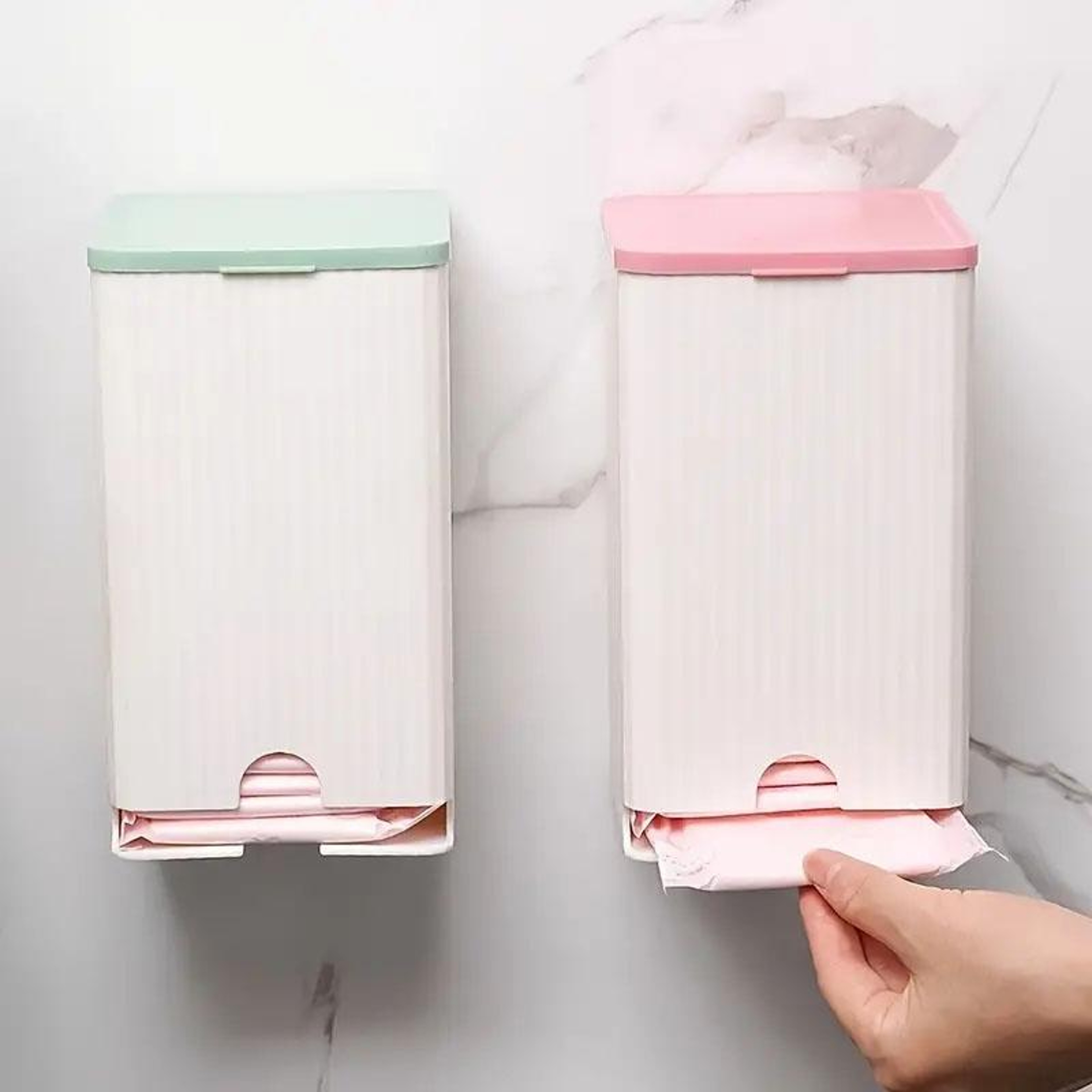 Wall Mounted Bathroom Organizer With Lid Multi Compartment Sanitary Storage Box 0