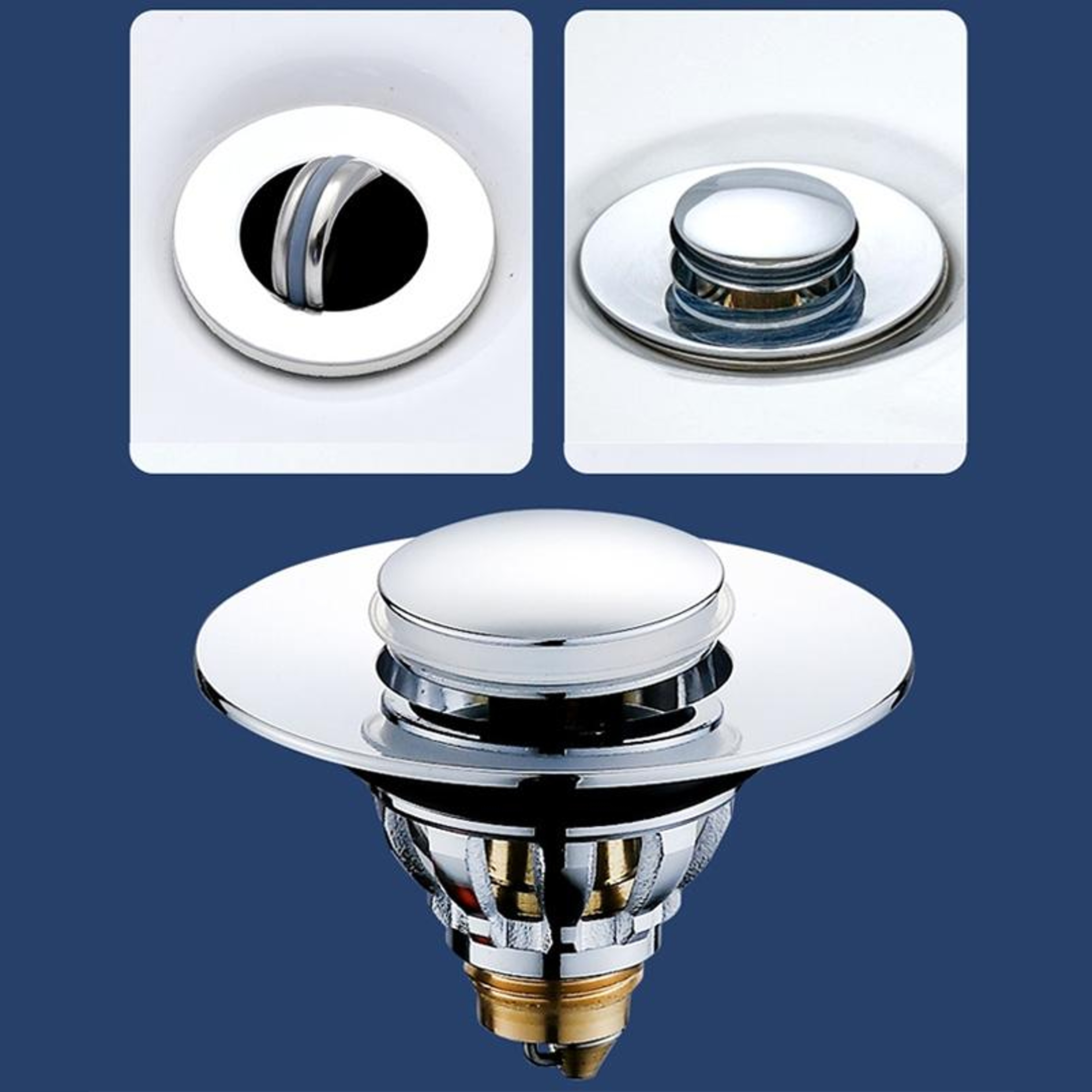 Premium push type basin plug Copper Core Pop Up Sink Drain Stopper for Bathroom Wash Basins – view 2