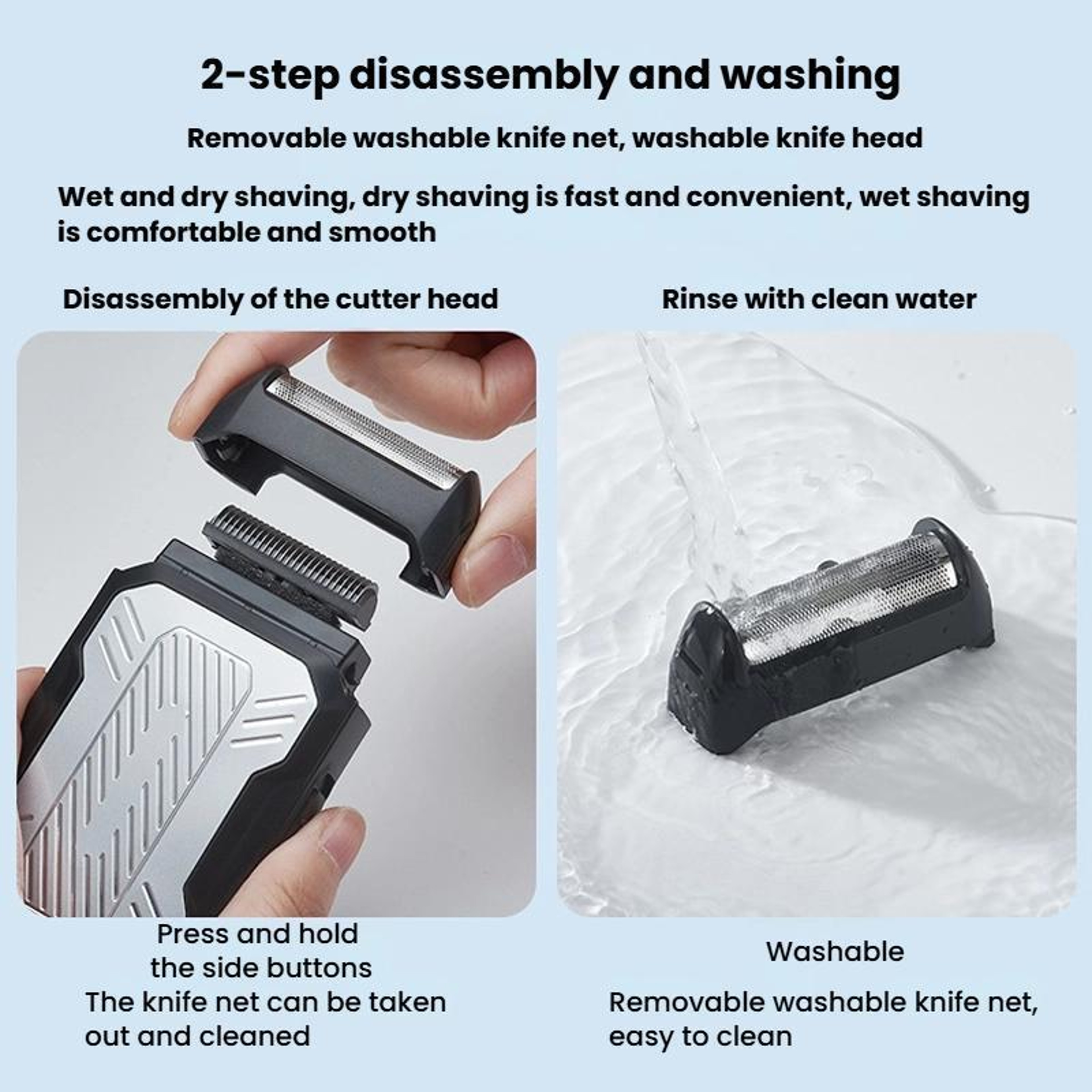 Rechargeable Electric Shaver For Men Wet Dry Razor With Pop Up Trimmer  Type C Charging 9