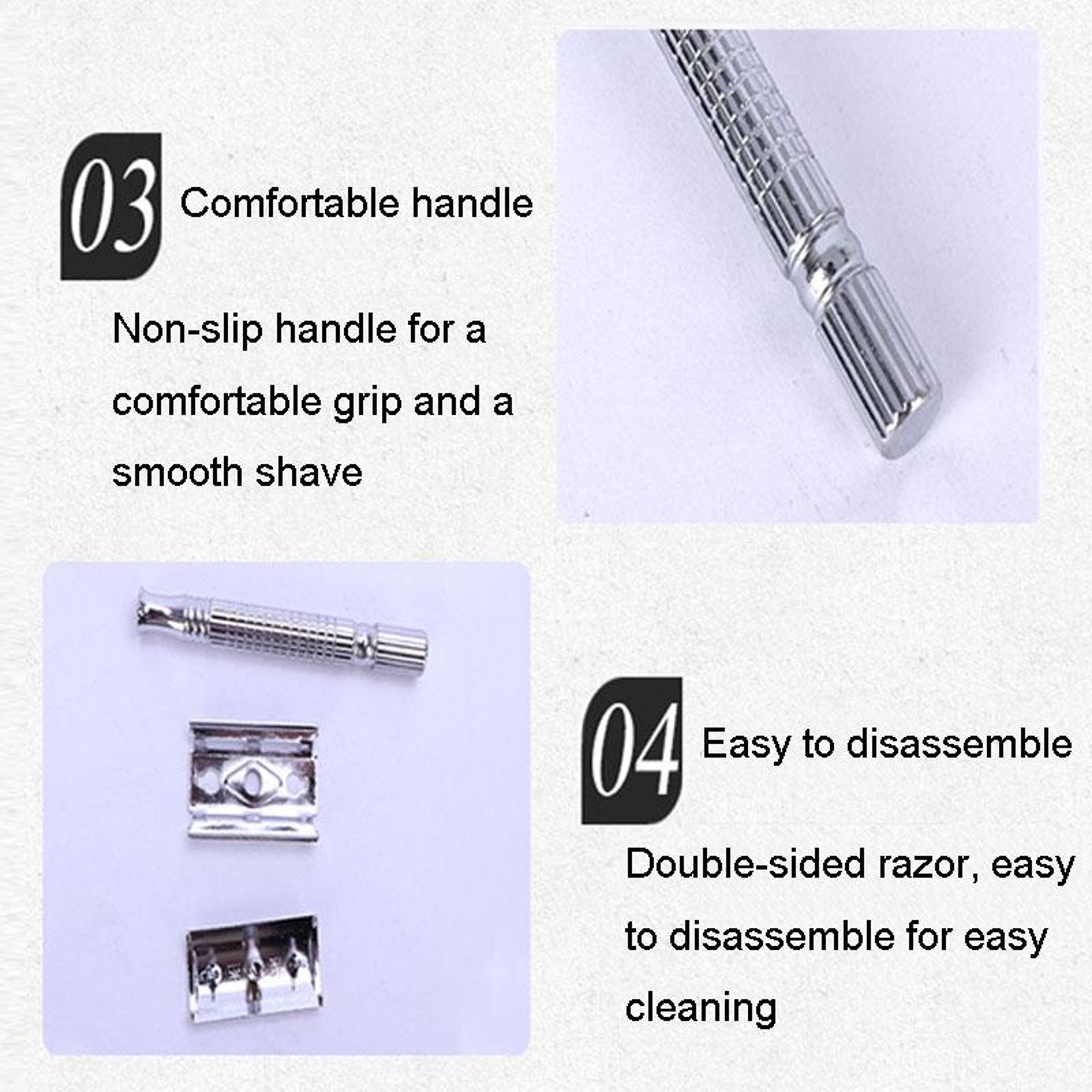 Vintage Double Edge Safety Razor  Stand Set For Classic Close Shave Grooming Kit 3