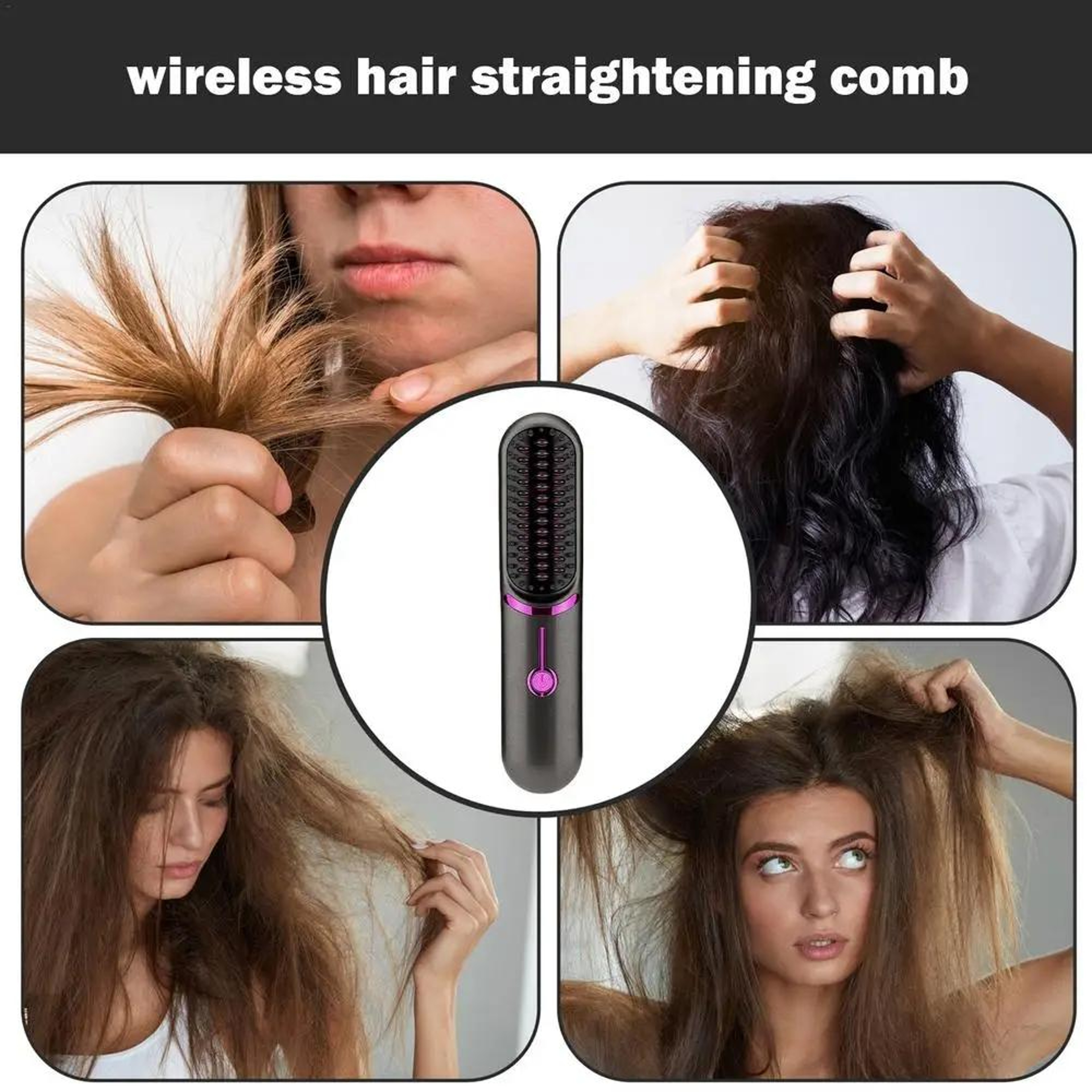 Cordless Hair Straightener Comb Portable USB Rechargeable Travel Hair Styler 10