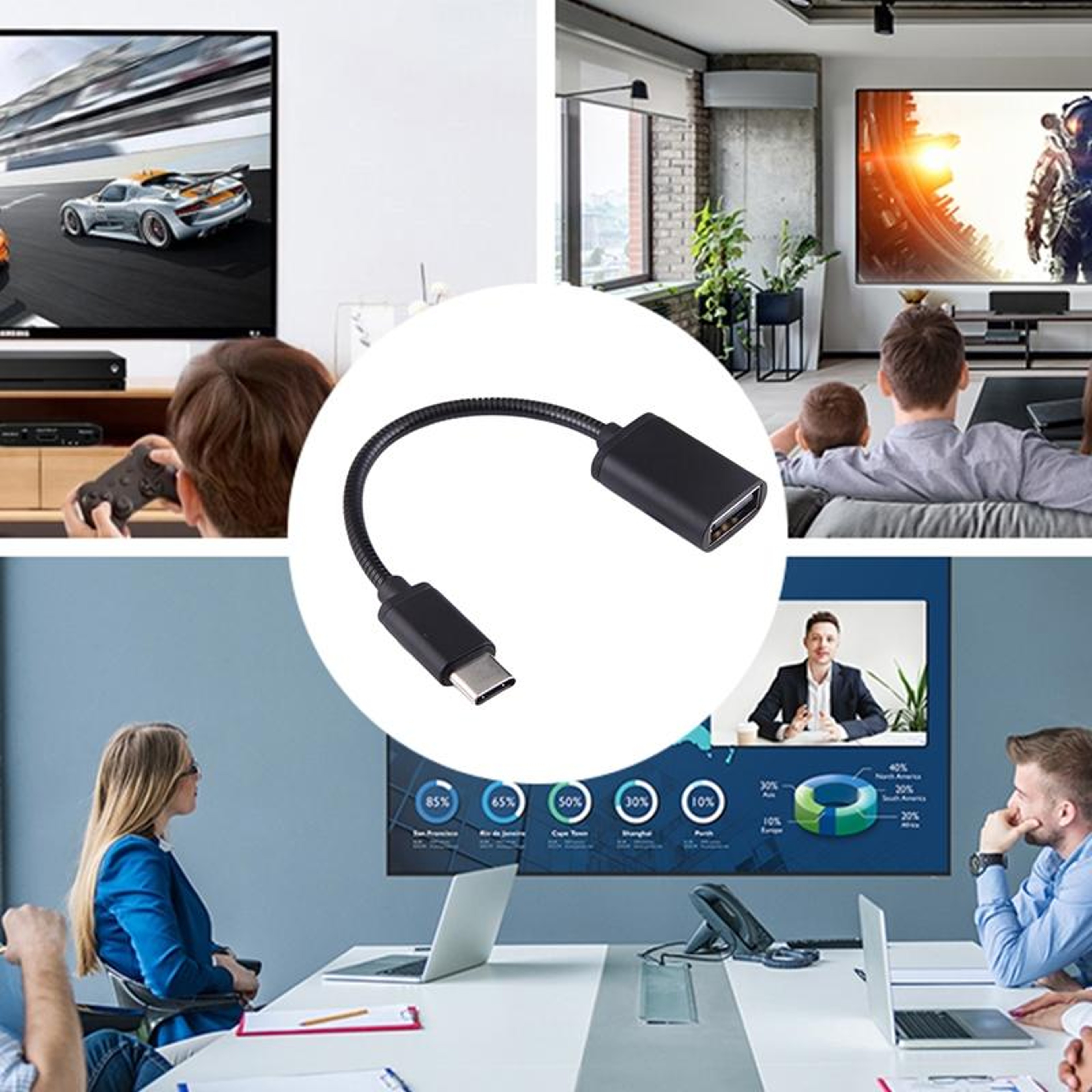 3 In 1 USB C OTG Adapter Cable For Fast Data Transfer  Keyboard Mouse Support 10