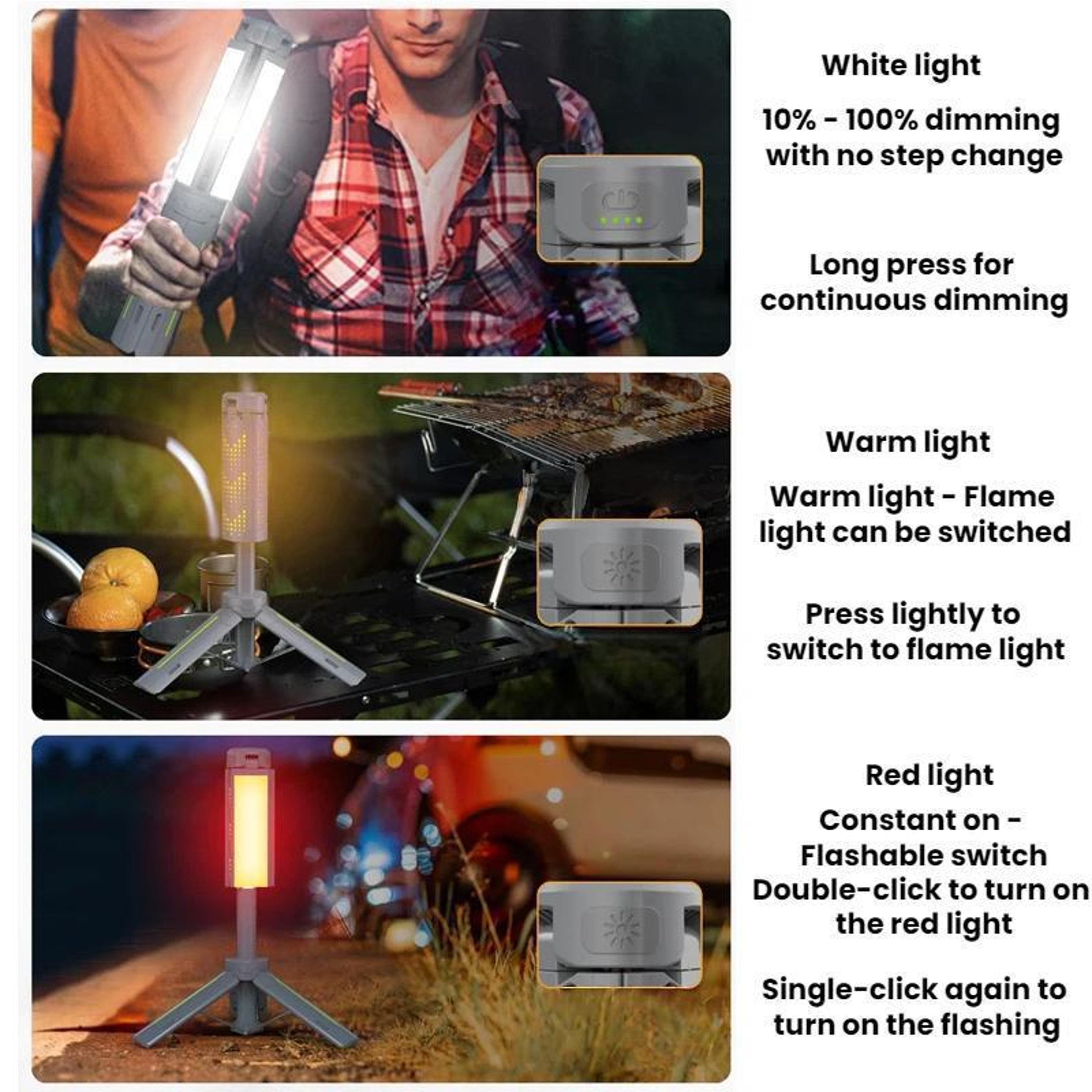 720 Rotating LED Camping Lantern With Foldable Tripod Light  USB Rechargeable Power Bank 1
