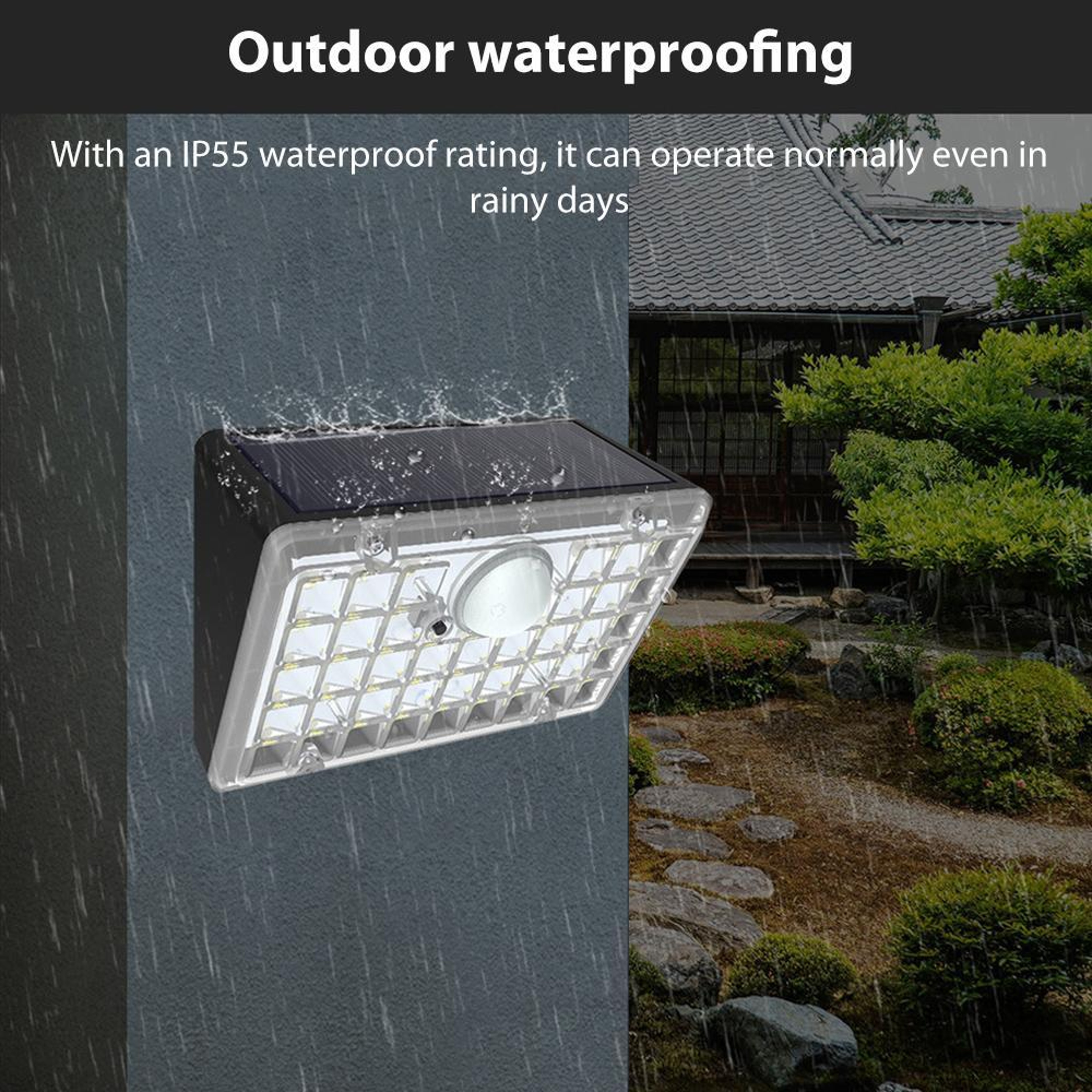 Solar Motion Sensor Wall Light With Dual Color LEDs  IP65 Waterproof Outdoor Security Lamp 1