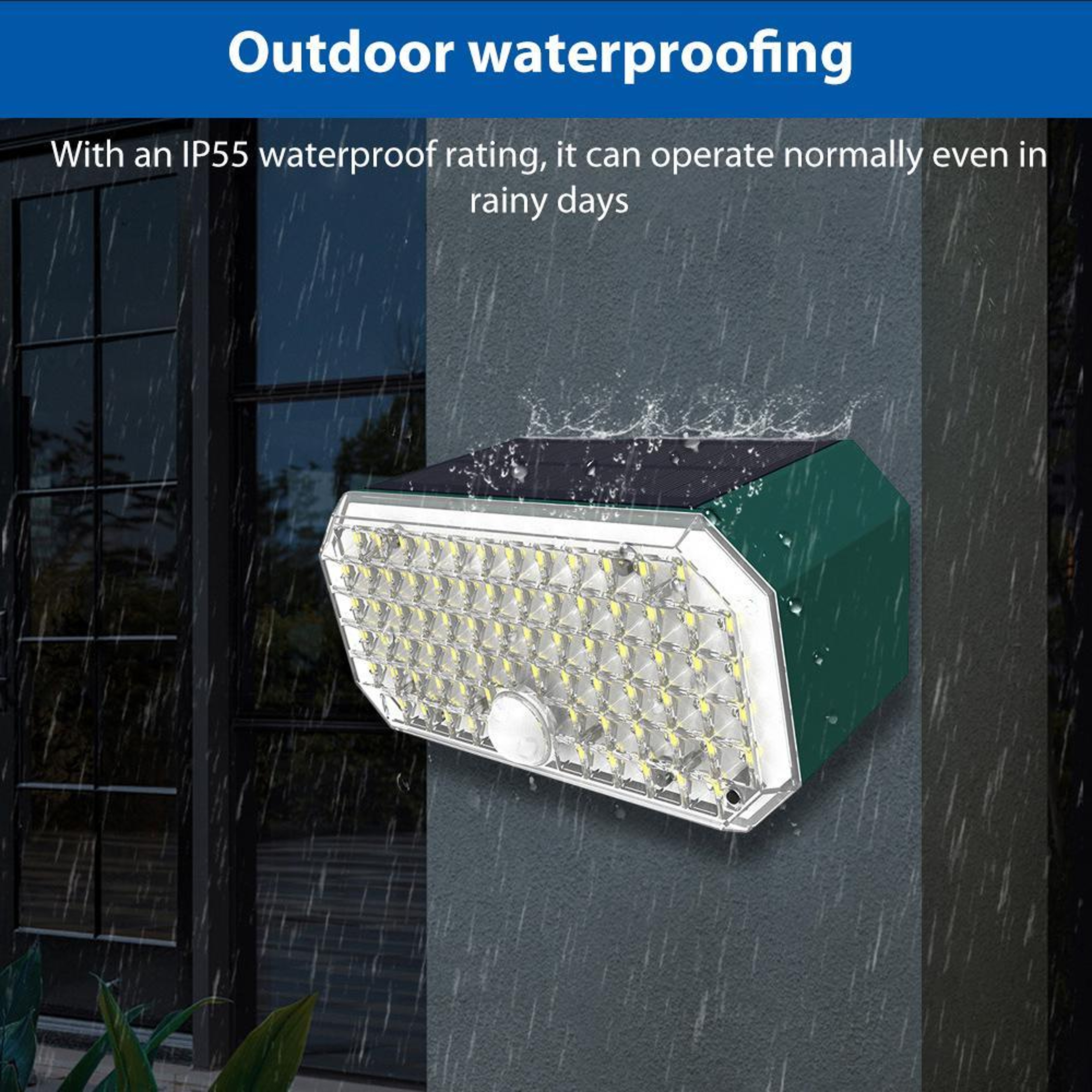 Solar Motion Sensor Wall Light With Dual Color LEDs  IP65 Waterproof Protection 1